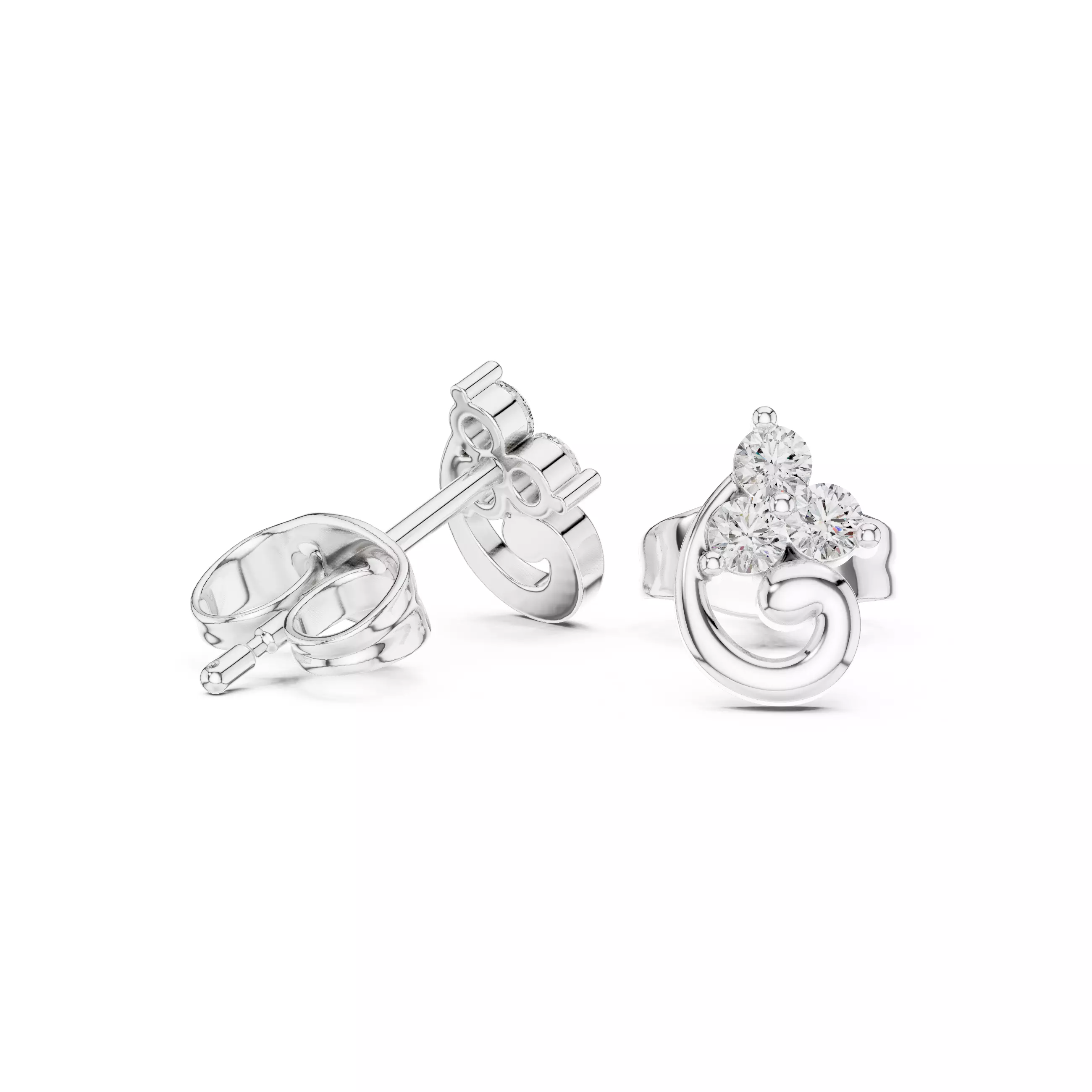 Diamond Studs Earrings 3dm stl renders animation videos details 3D print model_2