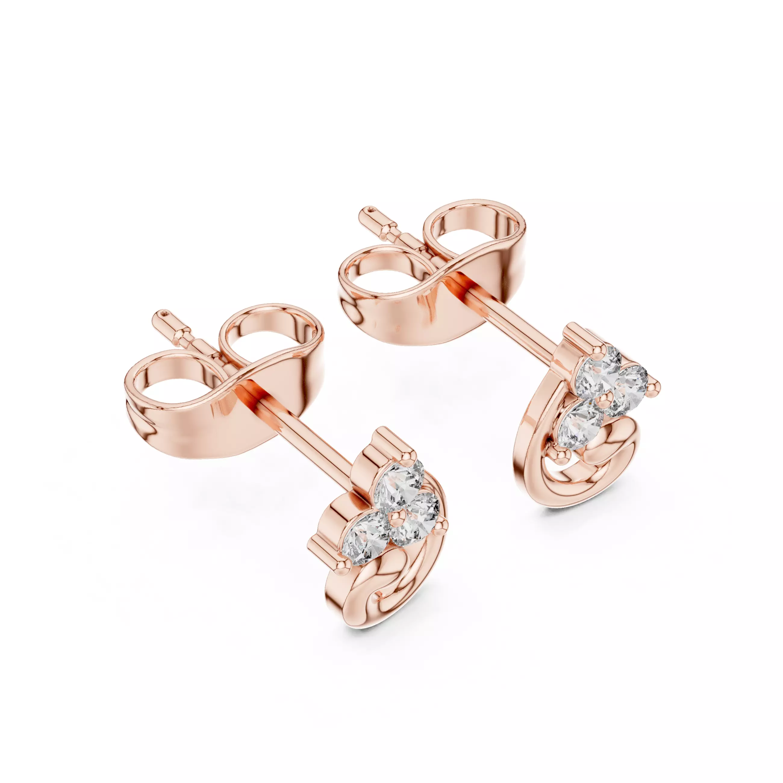 Diamond Studs Earrings 3dm stl renders animation videos details 3D print model_6