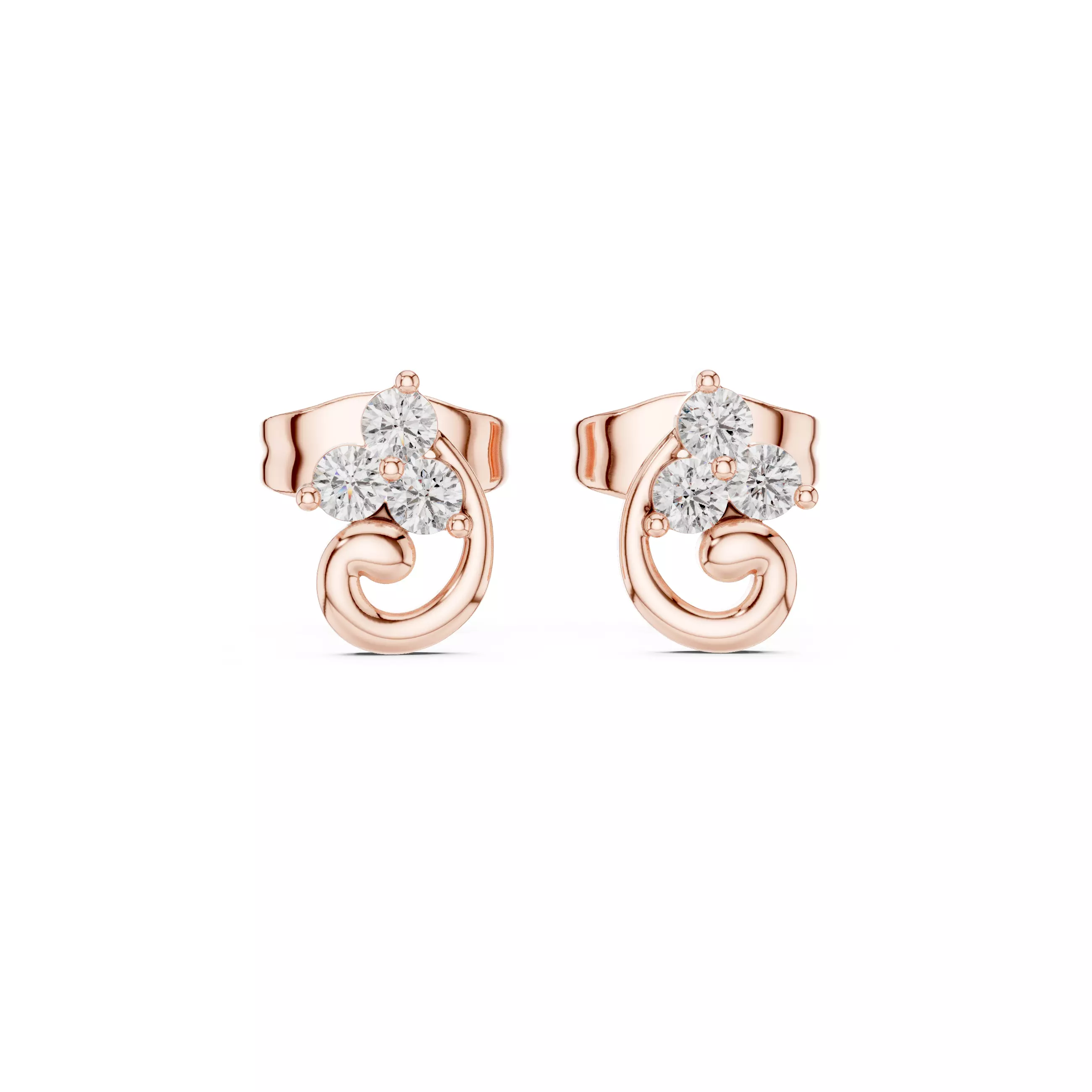 Diamond Studs Earrings 3dm stl renders animation videos details 3D print model_0