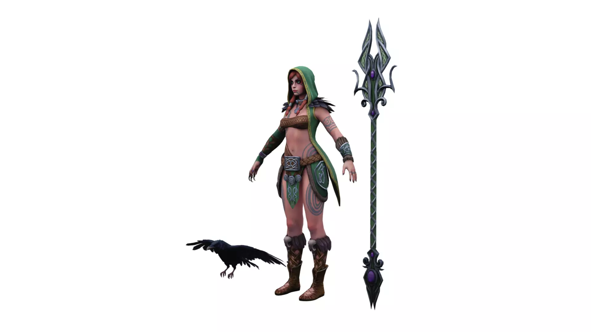 Female Druid Sorceress 3D Model Low-poly 3D model_2
