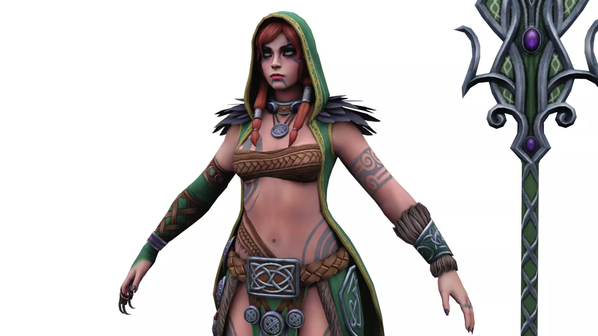 Female Druid Sorceress 3D Model Low-poly 3D model_5