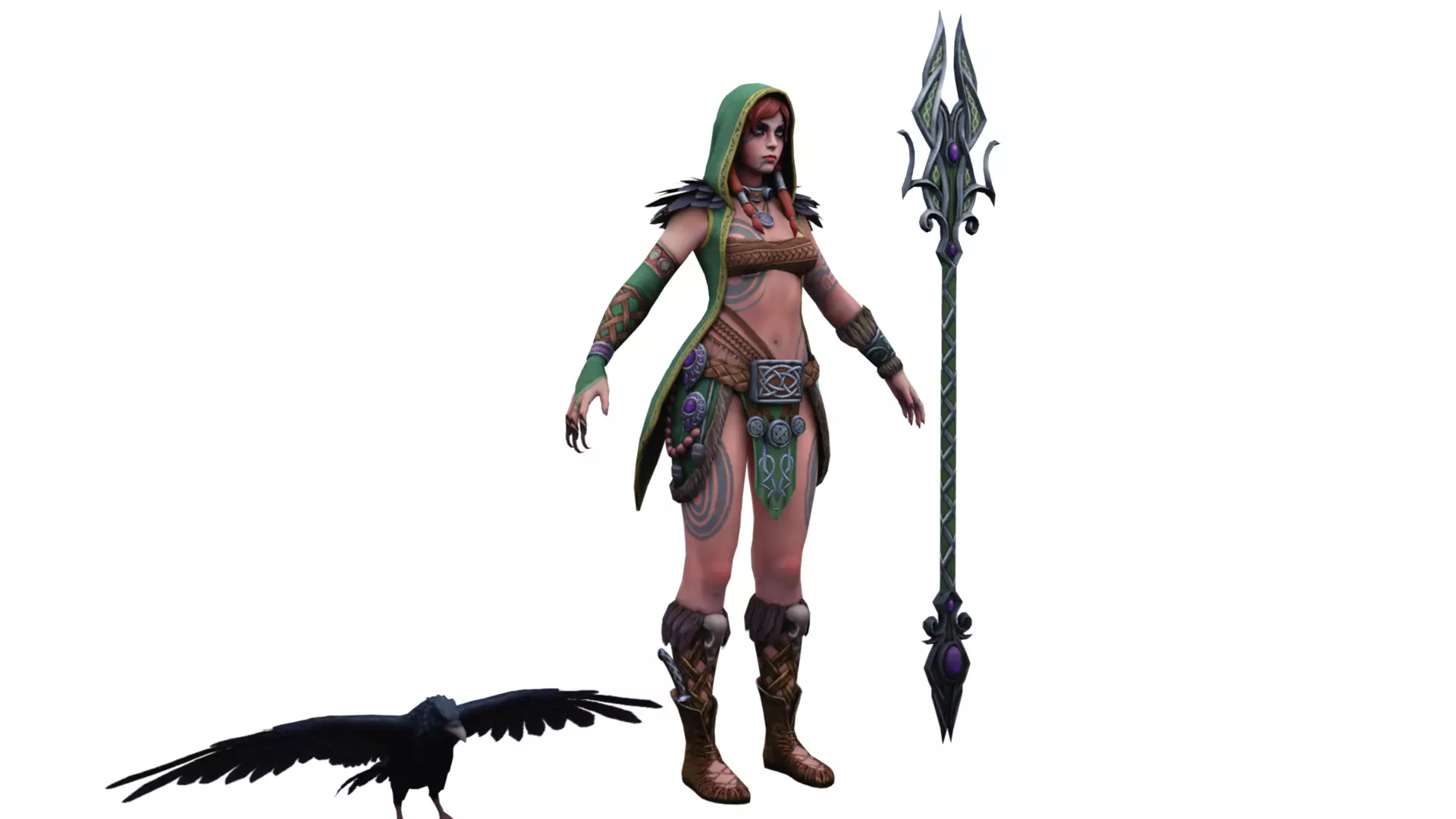 Female Druid Sorceress 3D Model Low-poly 3D model_3