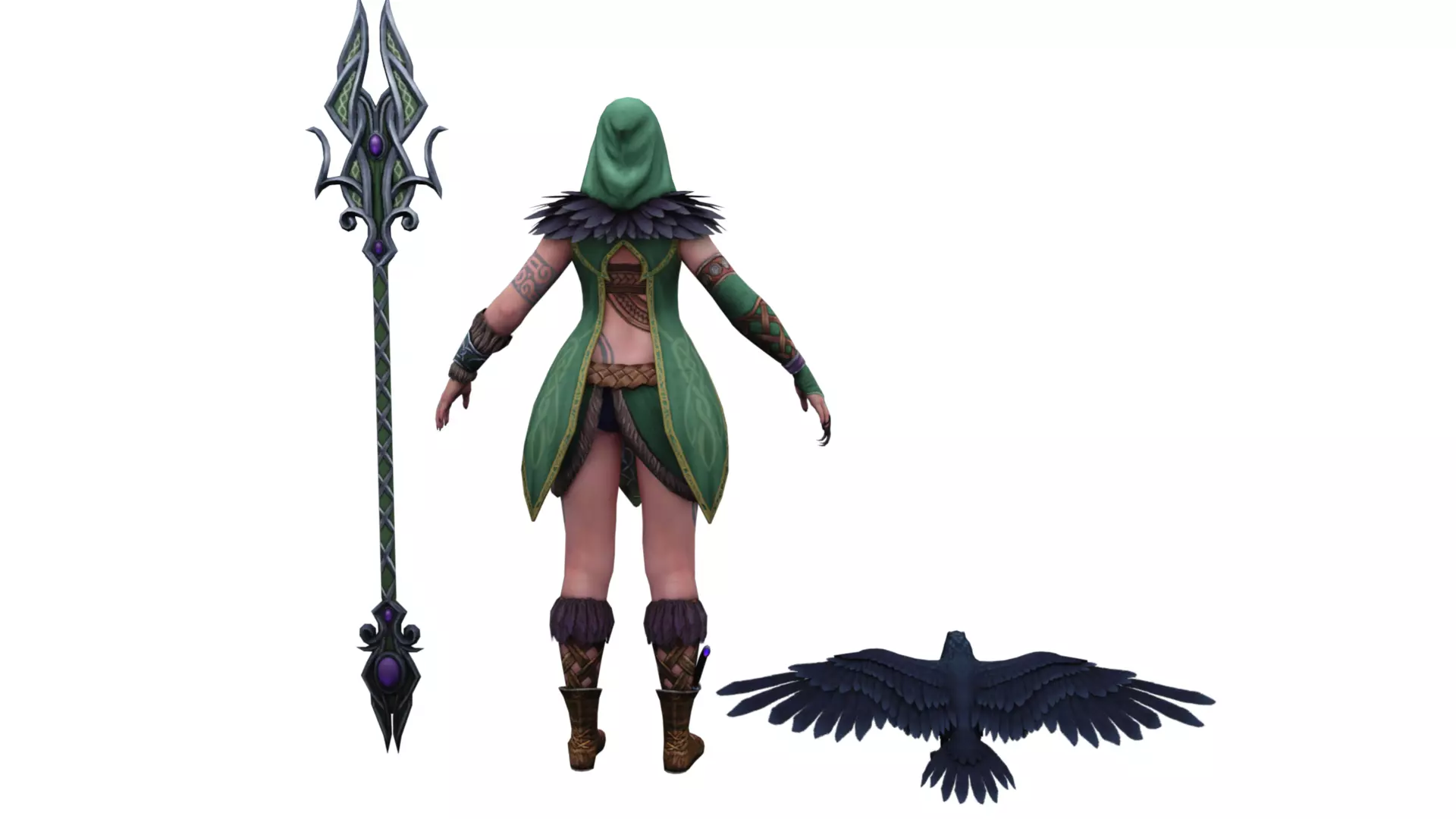 Female Druid Sorceress 3D Model Low-poly 3D model_4