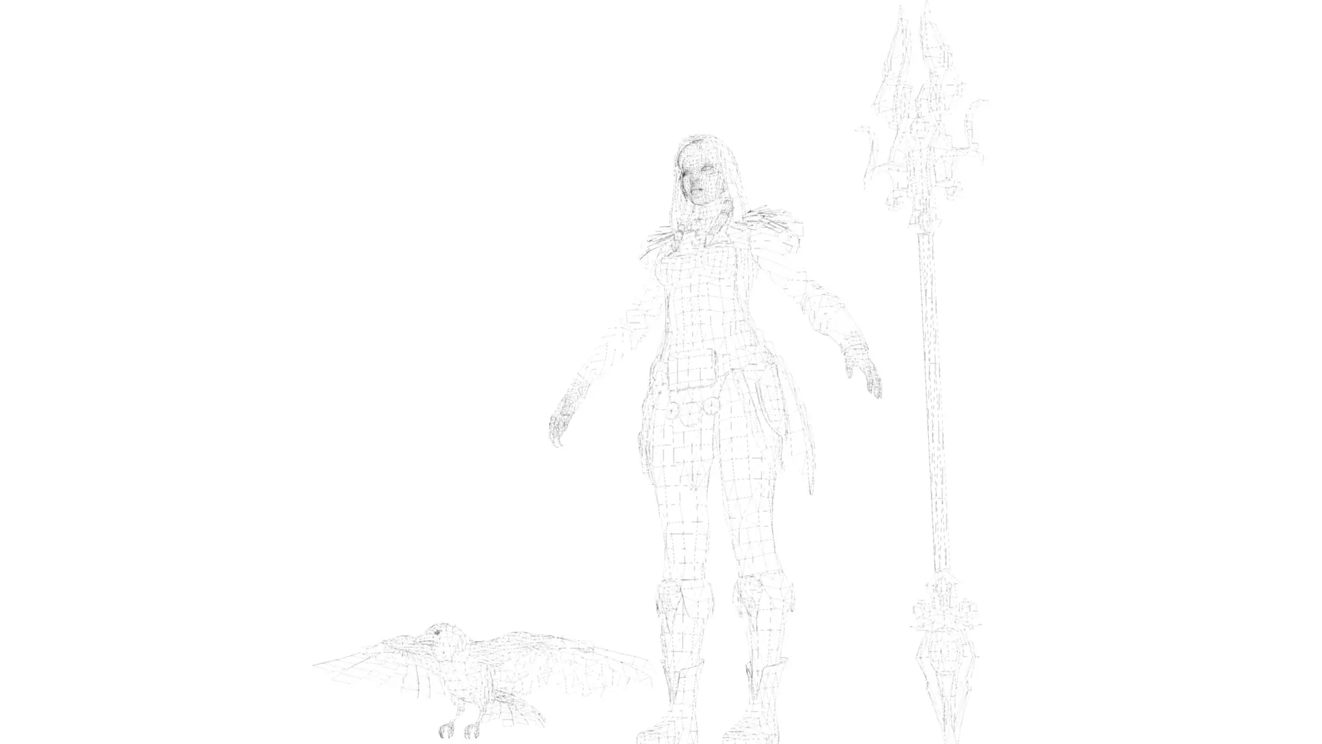 Female Druid Sorceress 3D Model Low-poly 3D model_7