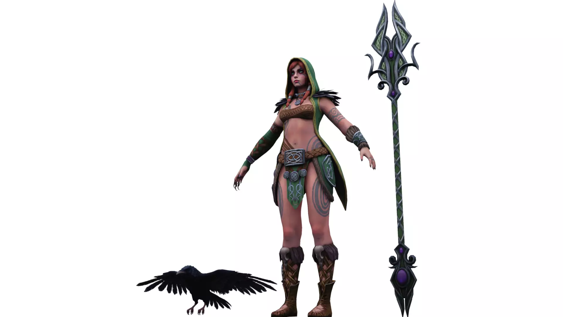 Female Druid Sorceress 3D Model Low-poly 3D model_6