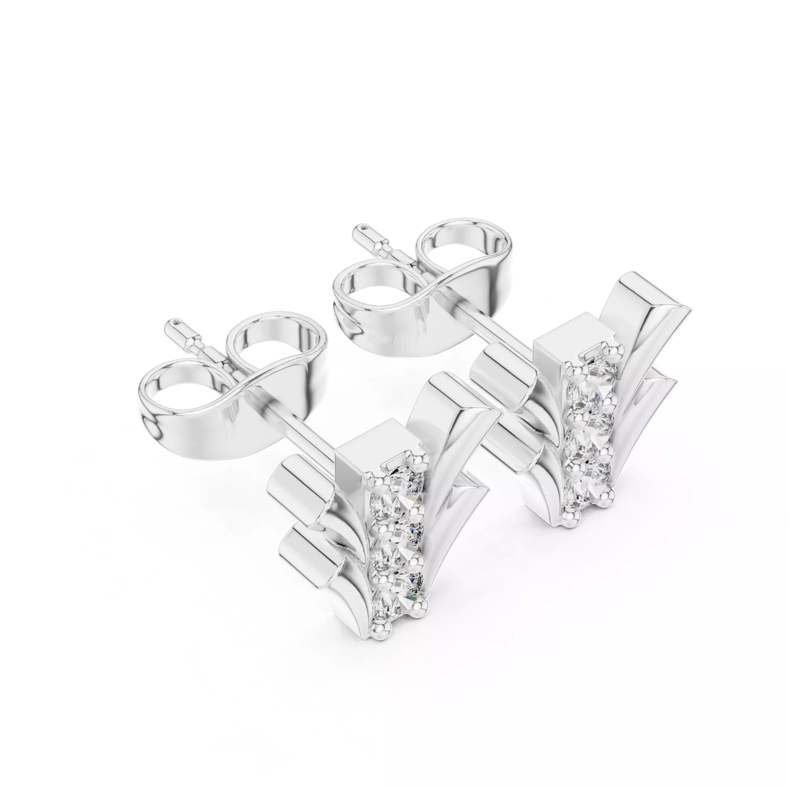 Diamond Studs Earrings 3dm stl renders animation videos details 3D print model_8