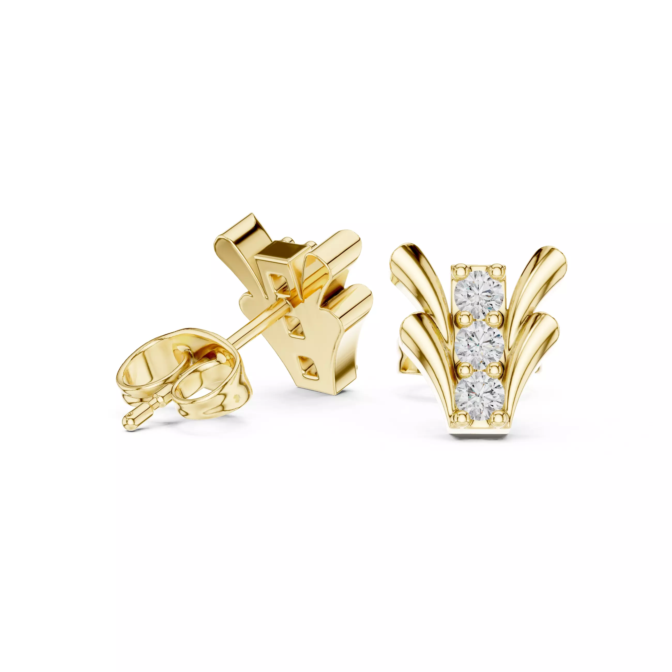 Diamond Studs Earrings 3dm stl renders animation videos details 3D print model_3