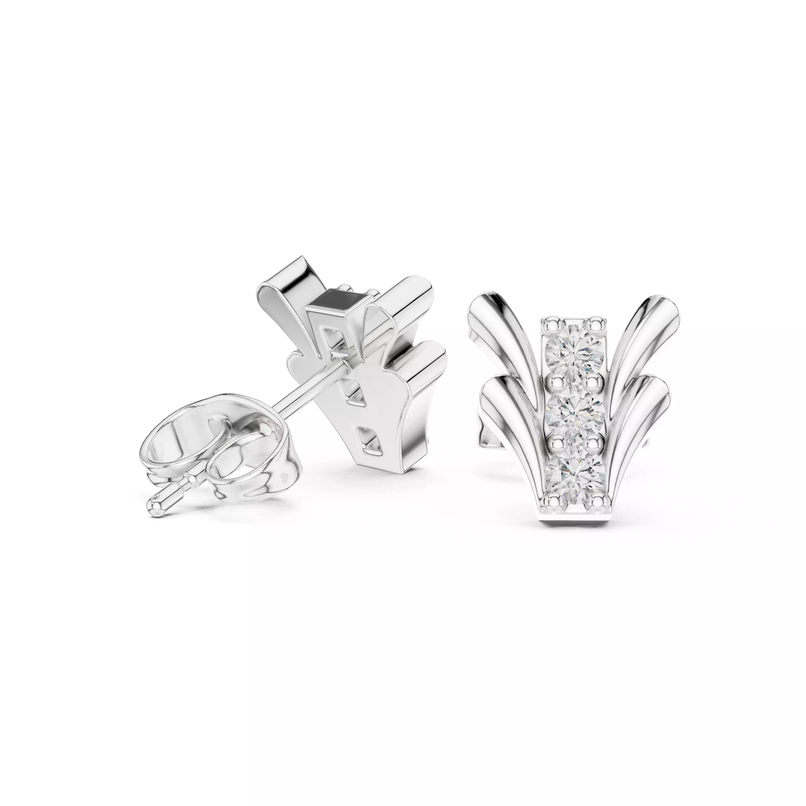 Diamond Studs Earrings 3dm stl renders animation videos details 3D print model_2
