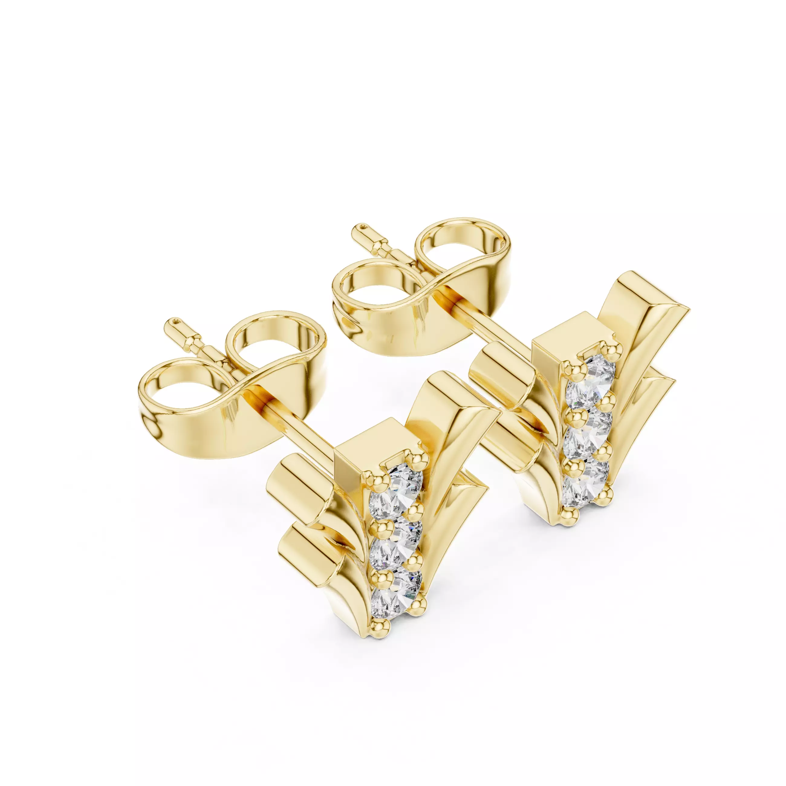 Diamond Studs Earrings 3dm stl renders animation videos details 3D print model_11