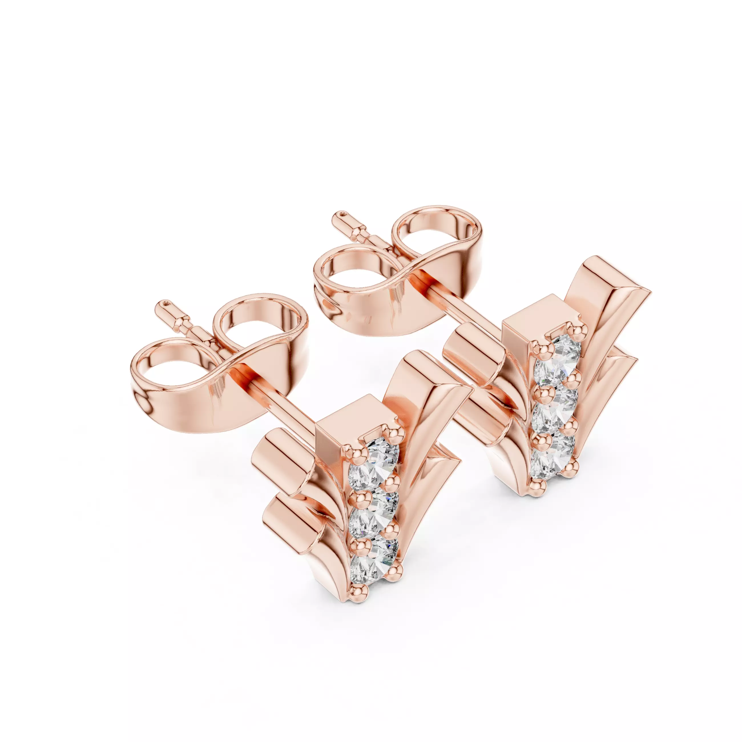 Diamond Studs Earrings 3dm stl renders animation videos details 3D print model_6