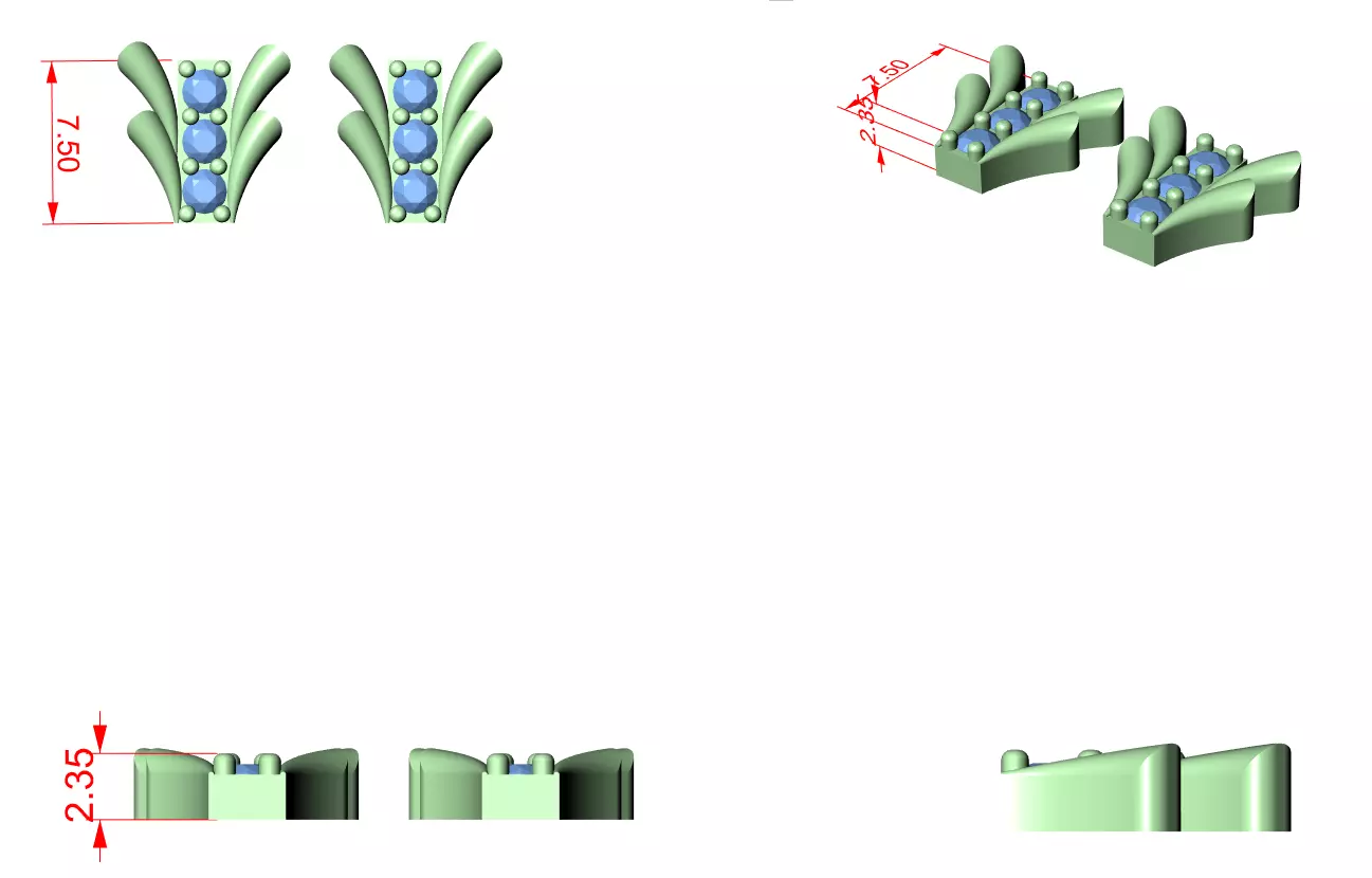 Diamond Studs Earrings 3dm stl renders animation videos details 3D print model_4