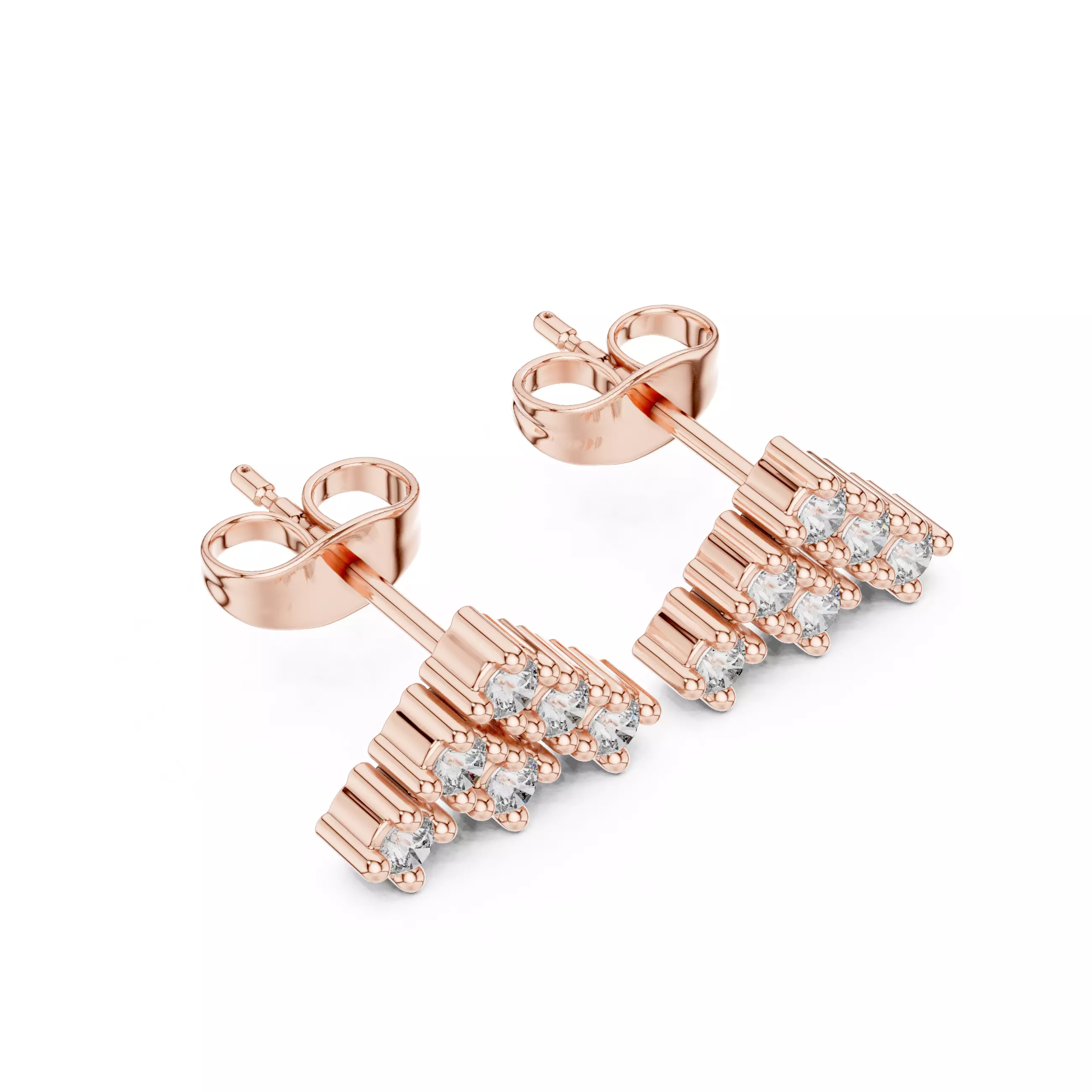 Diamond Studs Earrings 3dm stl renders animation videos details 3D print model_6