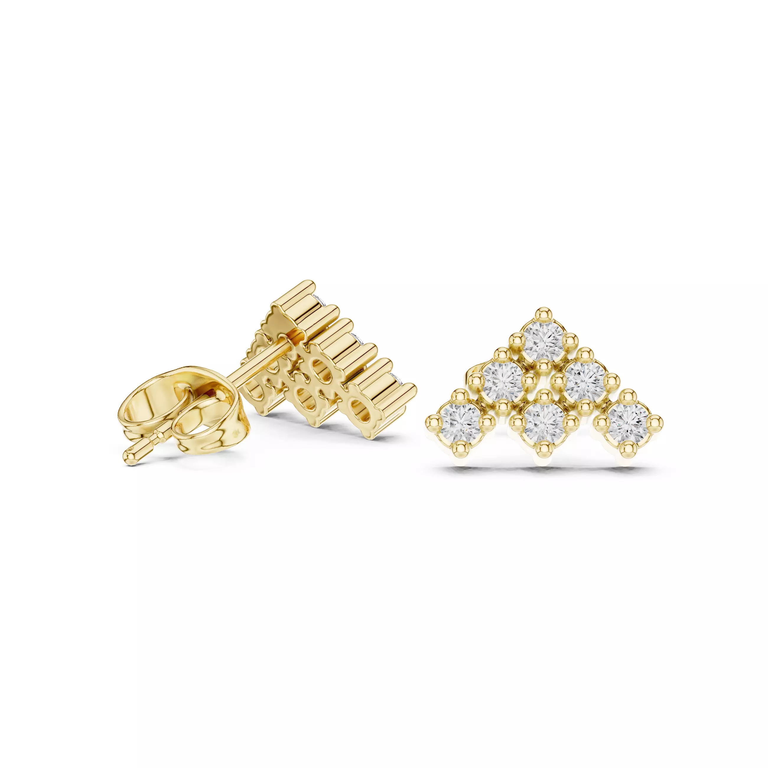 Diamond Studs Earrings 3dm stl renders animation videos details 3D print model_3