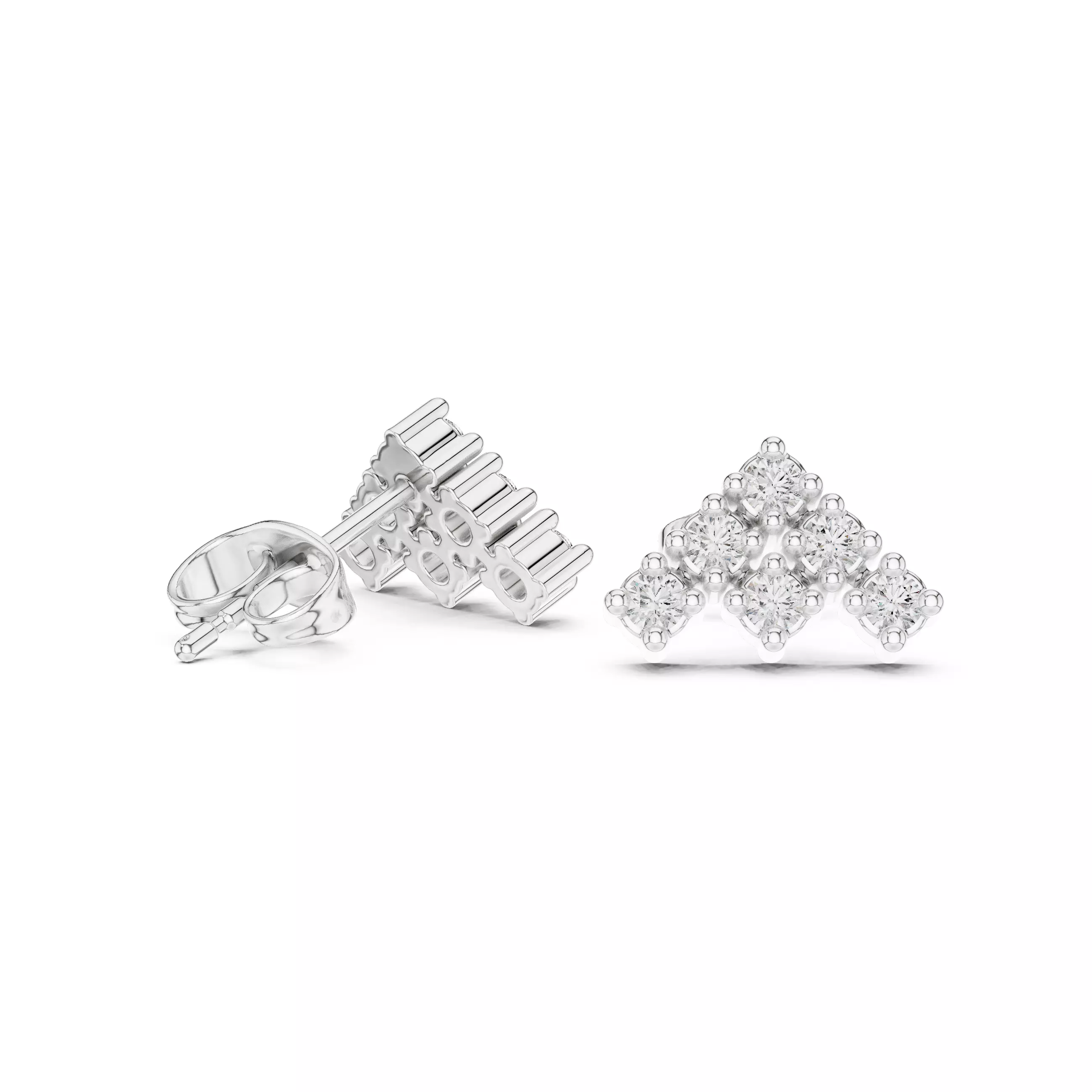 Diamond Studs Earrings 3dm stl renders animation videos details 3D print model_2