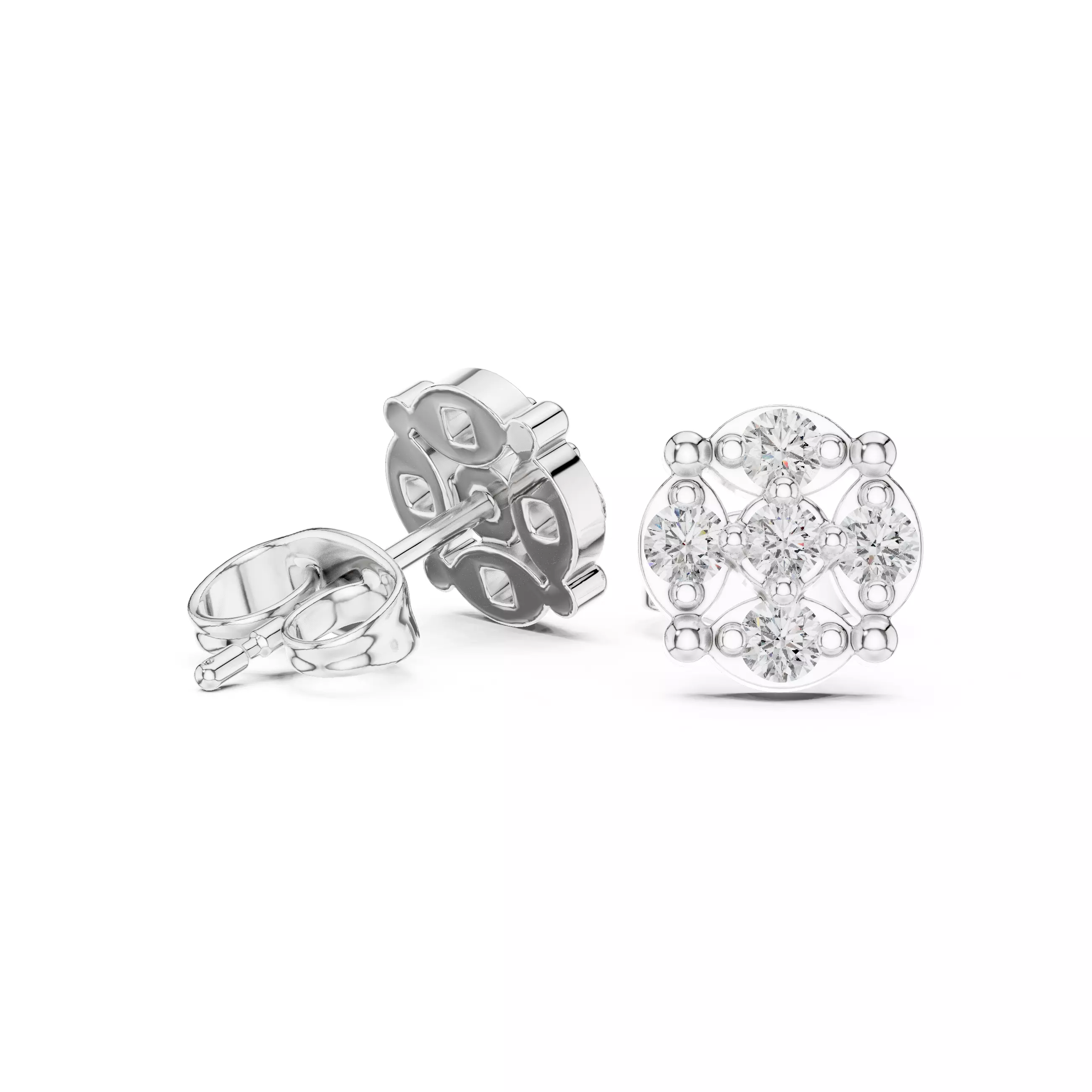 Diamond Studs Earrings 3dm stl renders animation videos details 3D print model_2
