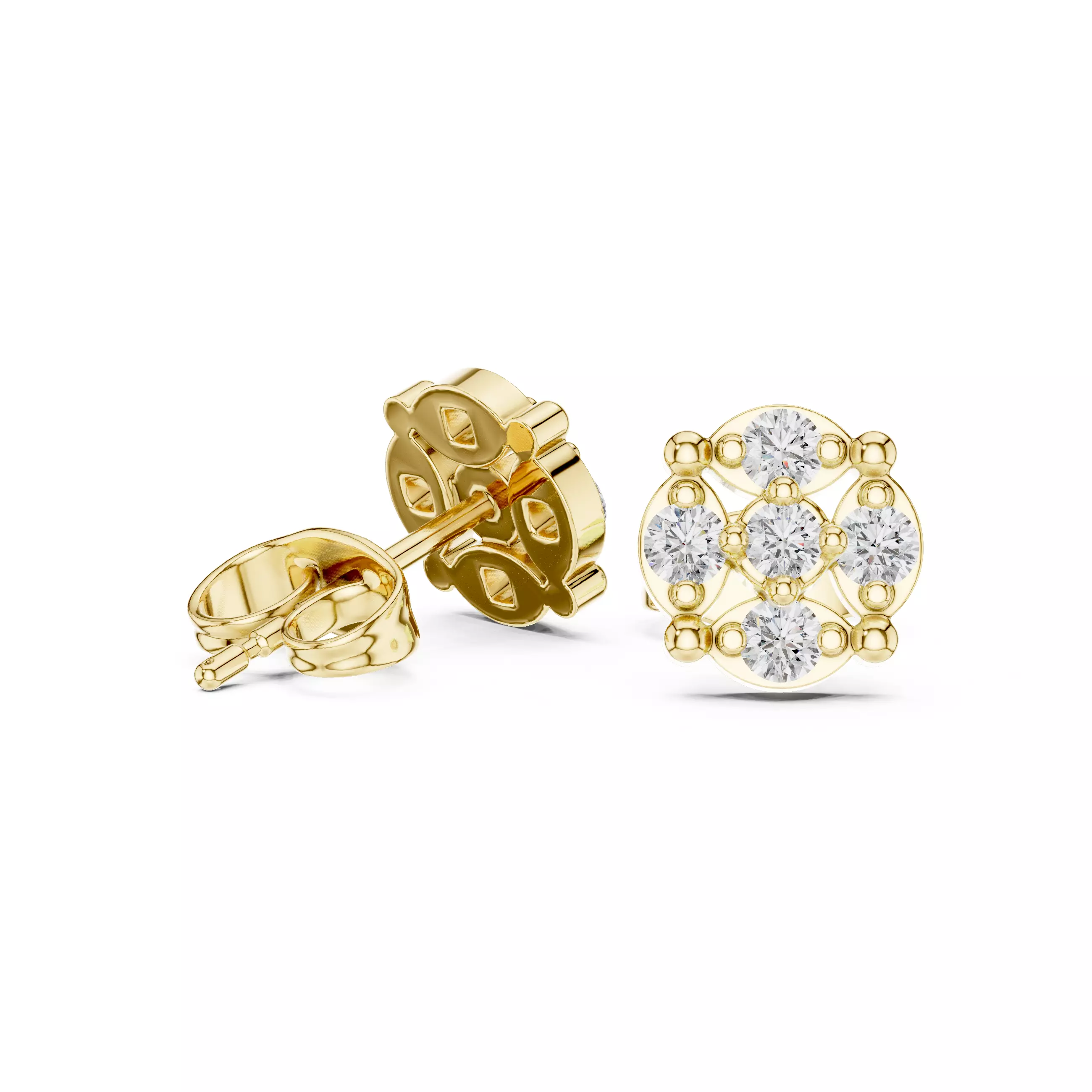 Diamond Studs Earrings 3dm stl renders animation videos details 3D print model_3