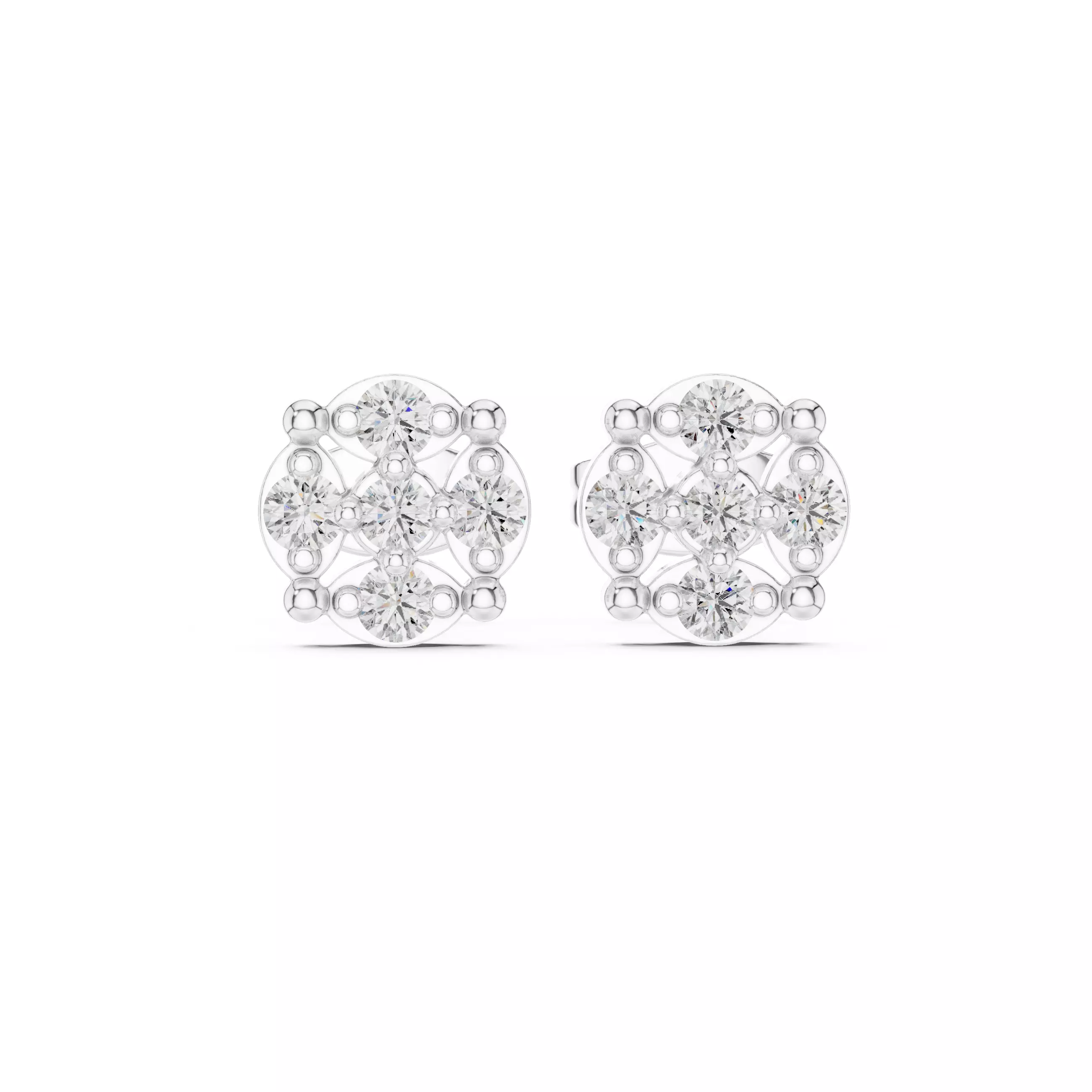 Diamond Studs Earrings 3dm stl renders animation videos details 3D print model_10