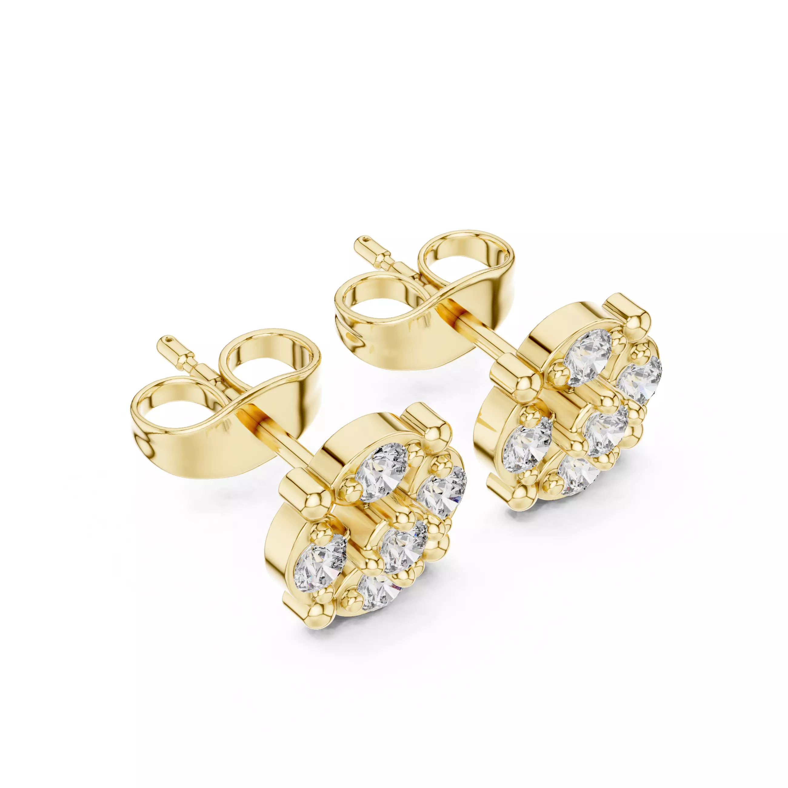 Diamond Studs Earrings 3dm stl renders animation videos details 3D print model_11