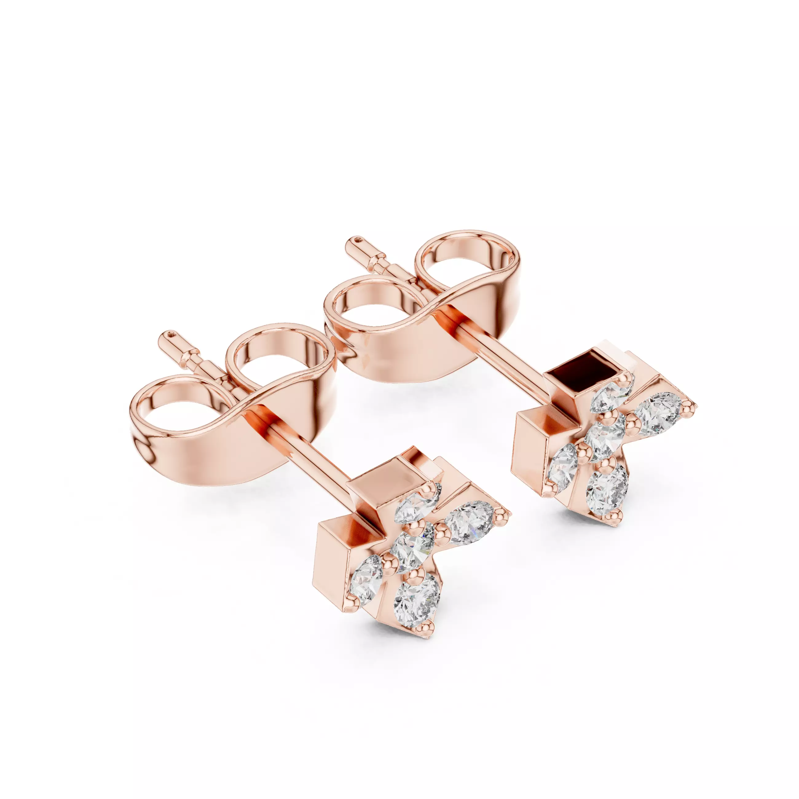 Diamond Studs Earrings 3dm stl renders animation videos details 3D print model_6