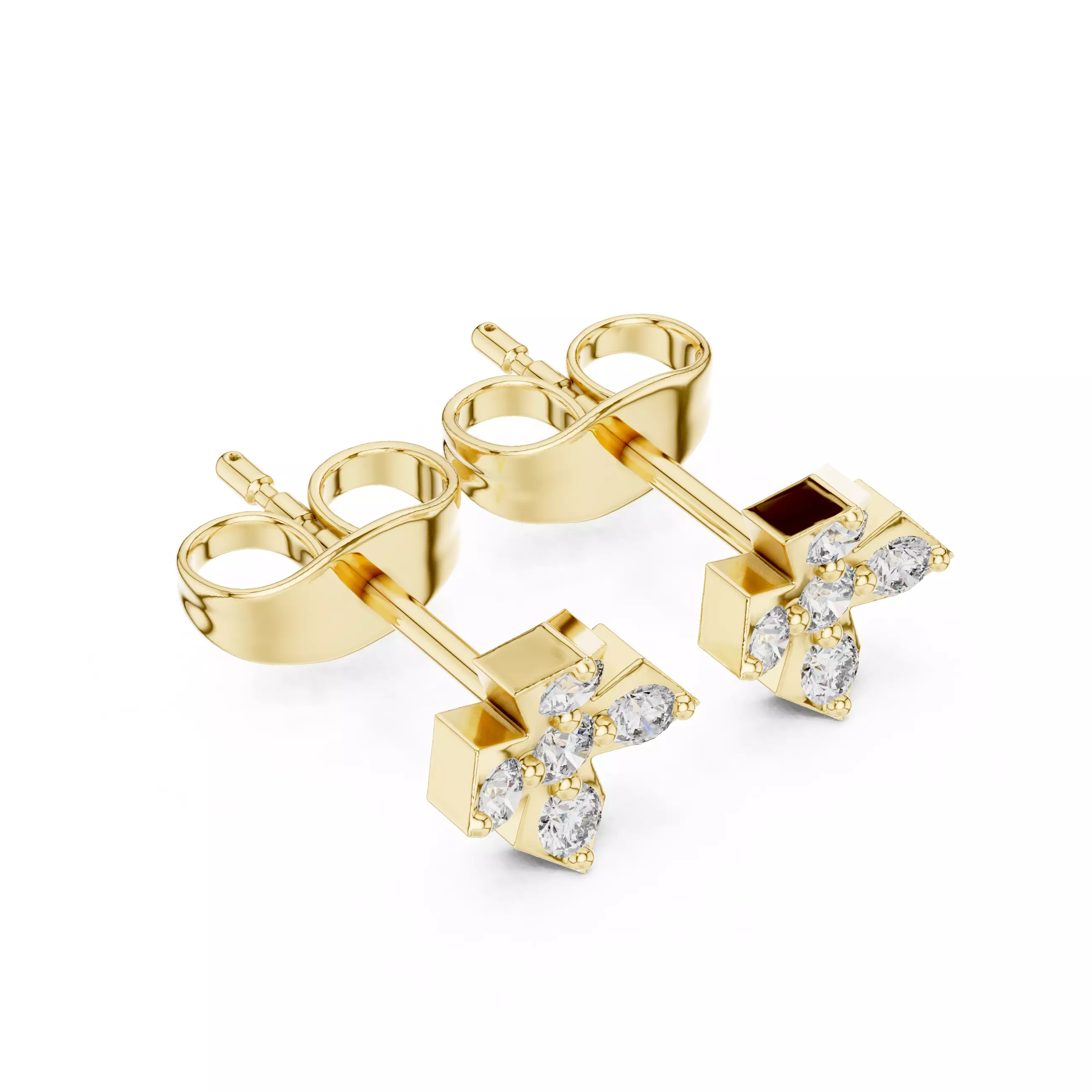 Diamond Studs Earrings 3dm stl renders animation videos details 3D print model_11