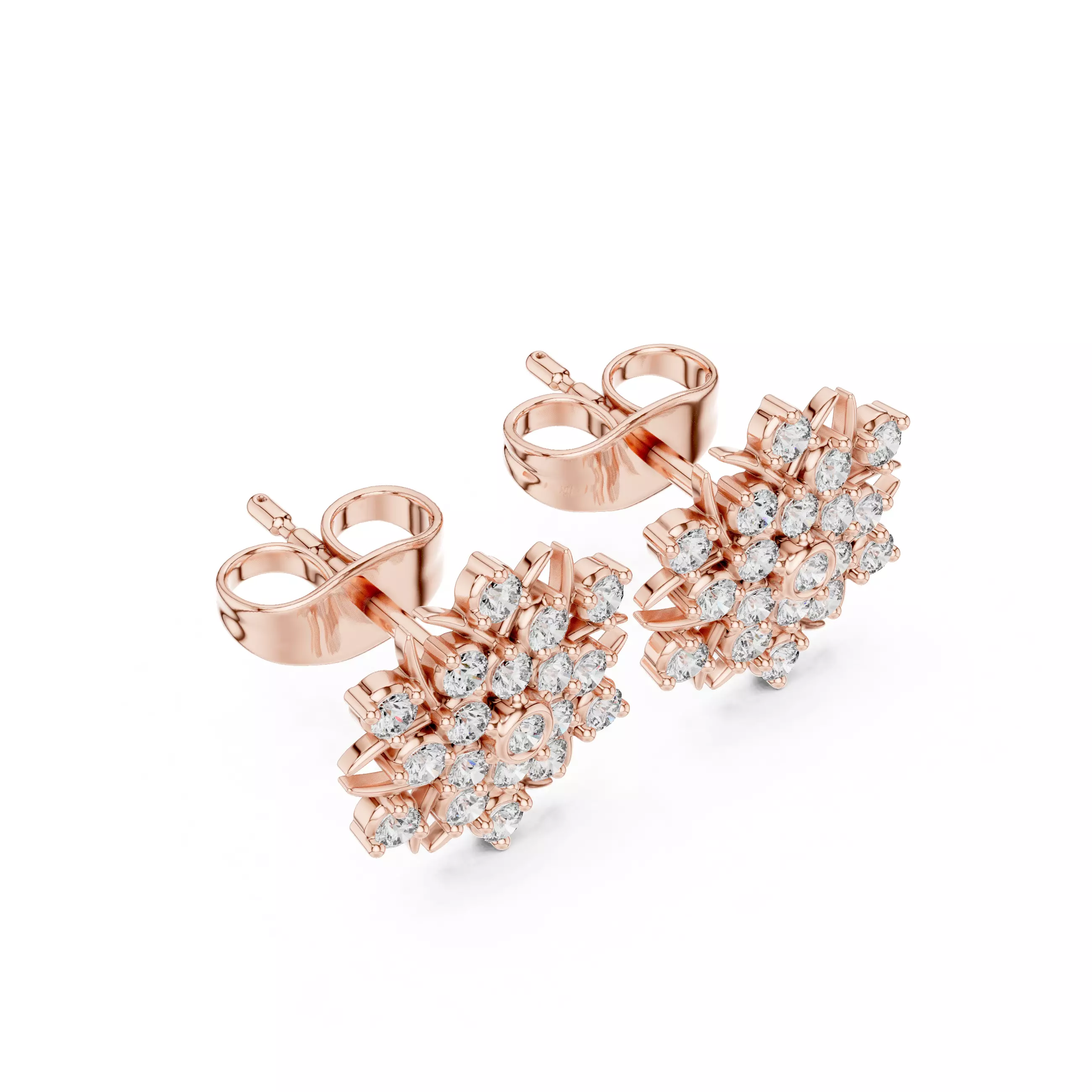 Diamond Studs Earrings 3dm stl renders animation videos details 3D print model_6