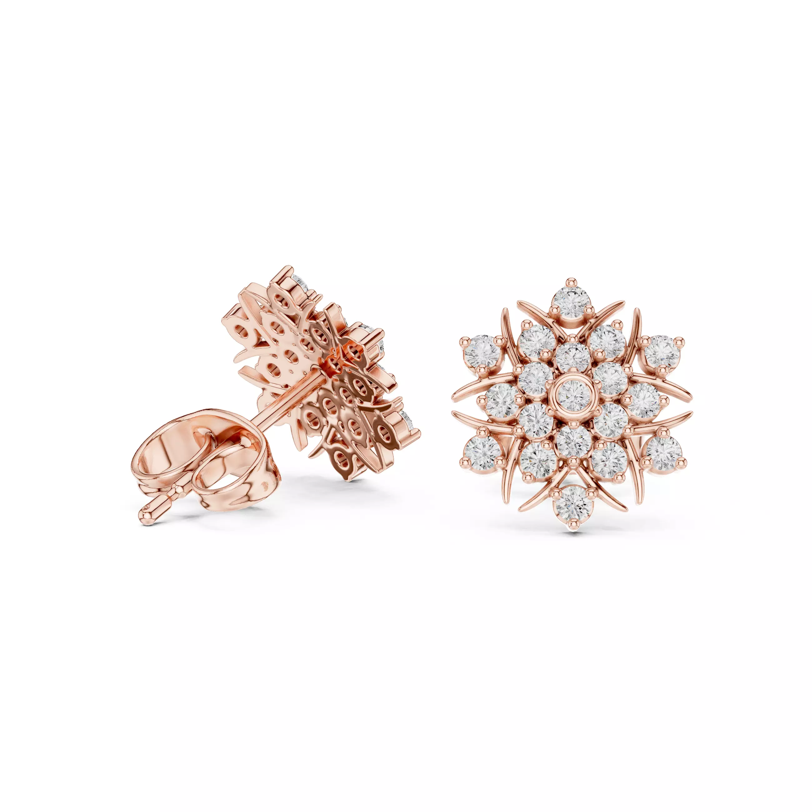 Diamond Studs Earrings 3dm stl renders animation videos details 3D print model_1
