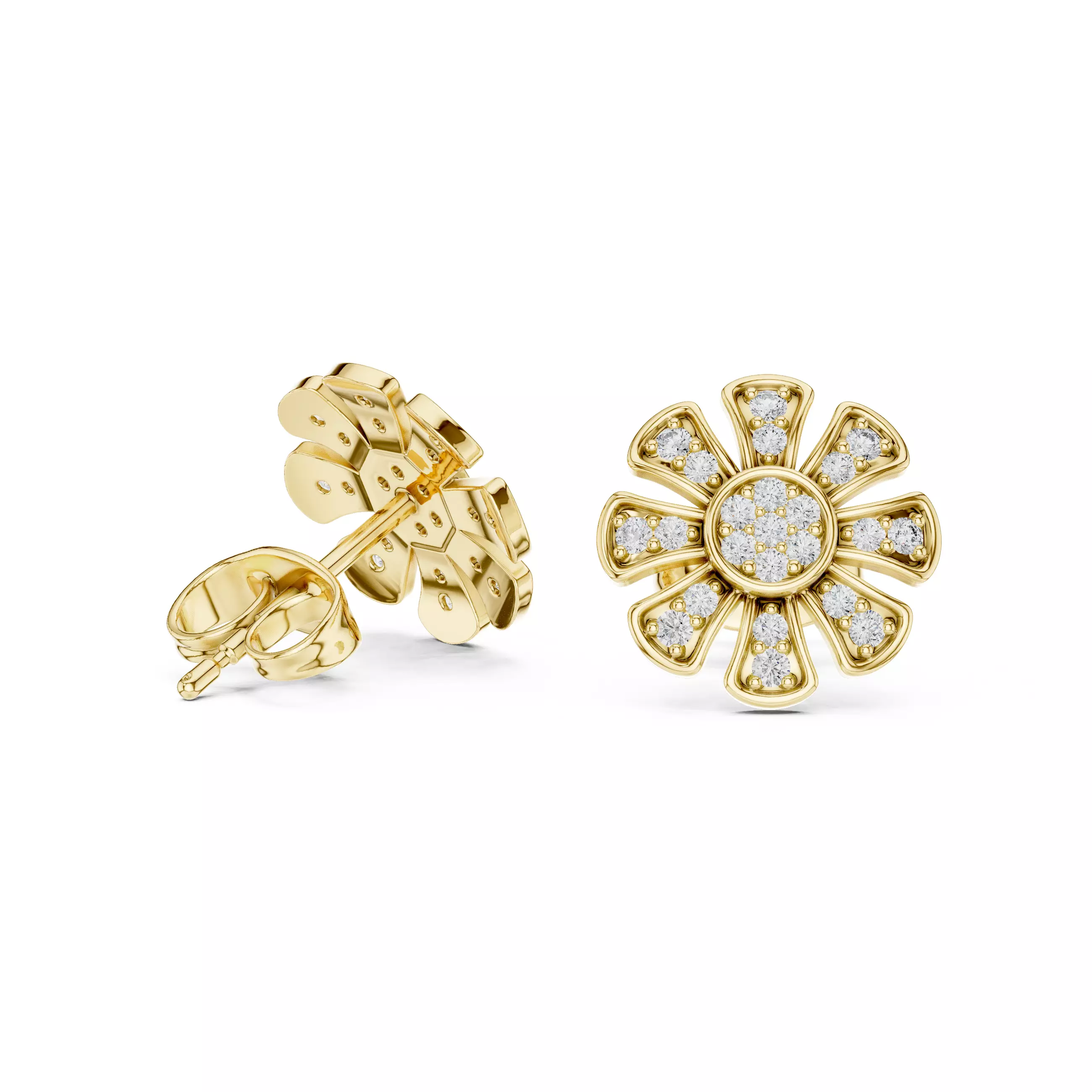 Diamond Studs Earrings 3dm stl renders animation videos details 3D print model_3