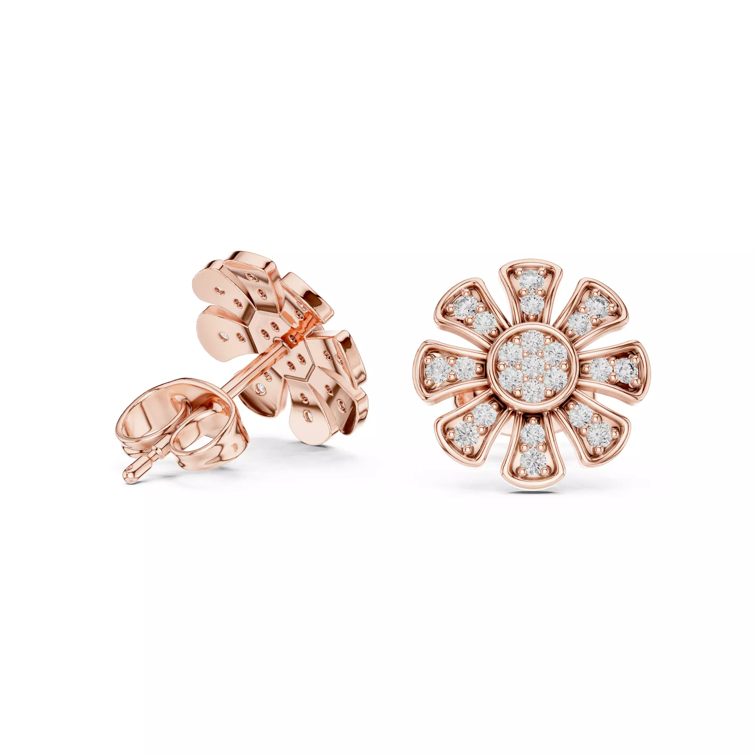 Diamond Studs Earrings 3dm stl renders animation videos details 3D print model_1