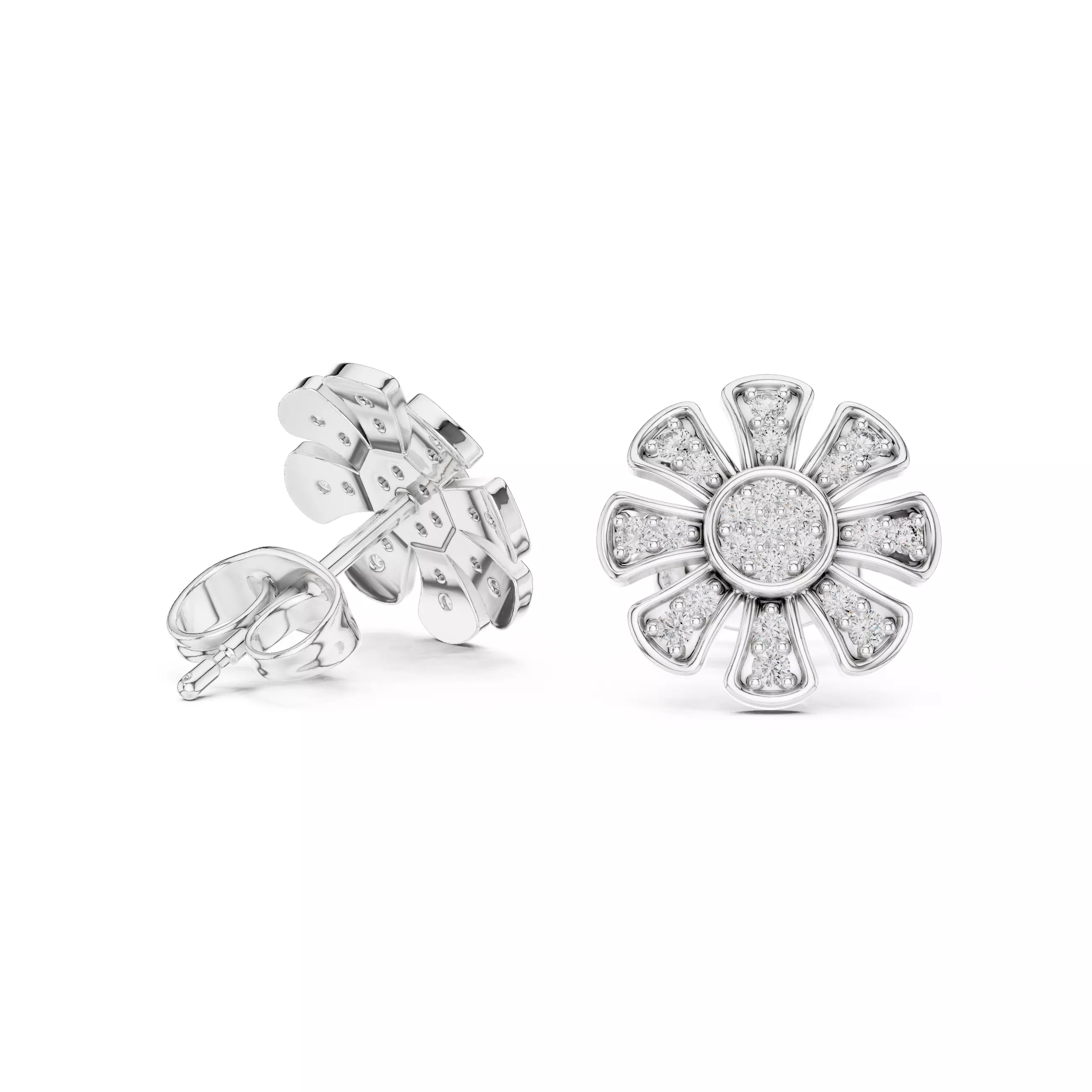 Diamond Studs Earrings 3dm stl renders animation videos details 3D print model_2