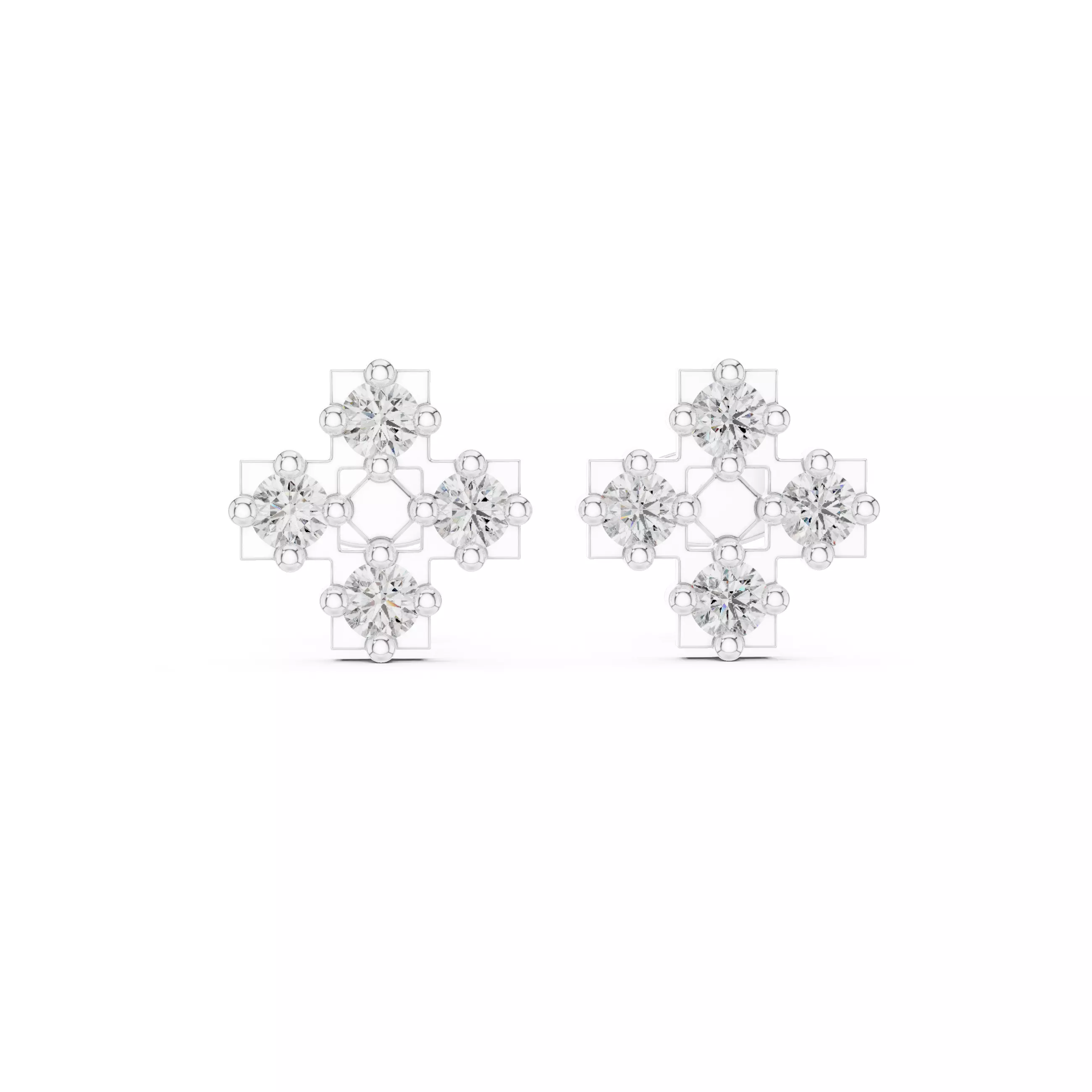 Diamond Studs Earrings 3dm stl renders animation videos details 3D print model_7