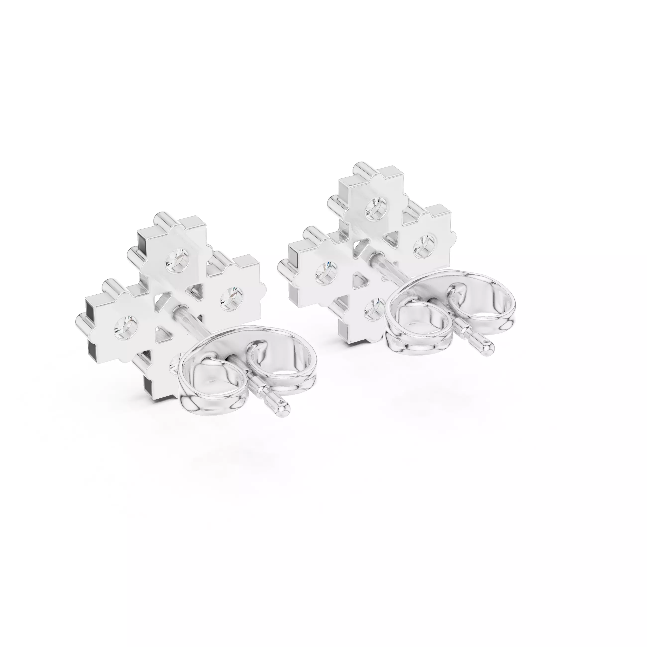 Diamond Studs Earrings 3dm stl renders animation videos details 3D print model_6