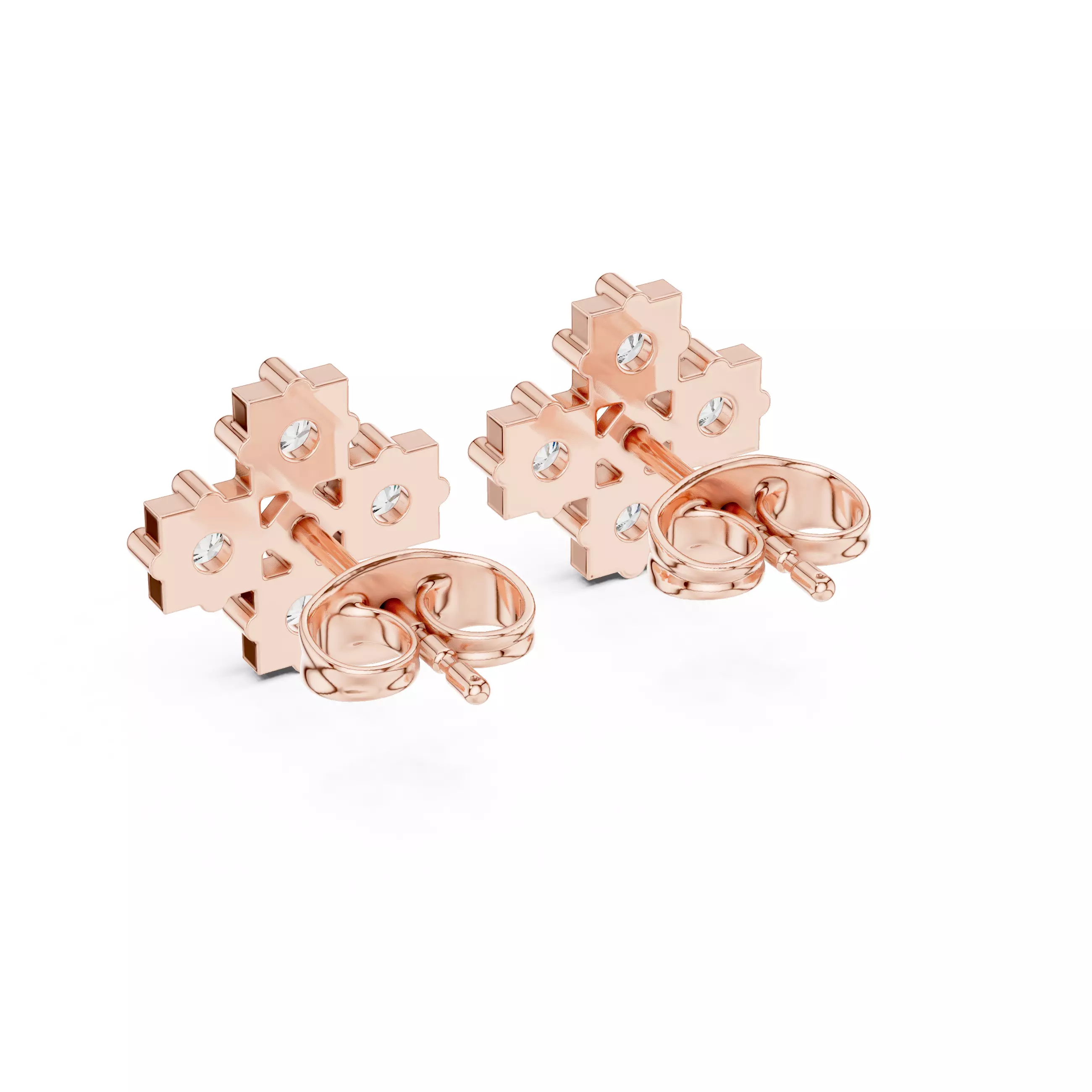 Diamond Studs Earrings 3dm stl renders animation videos details 3D print model_4