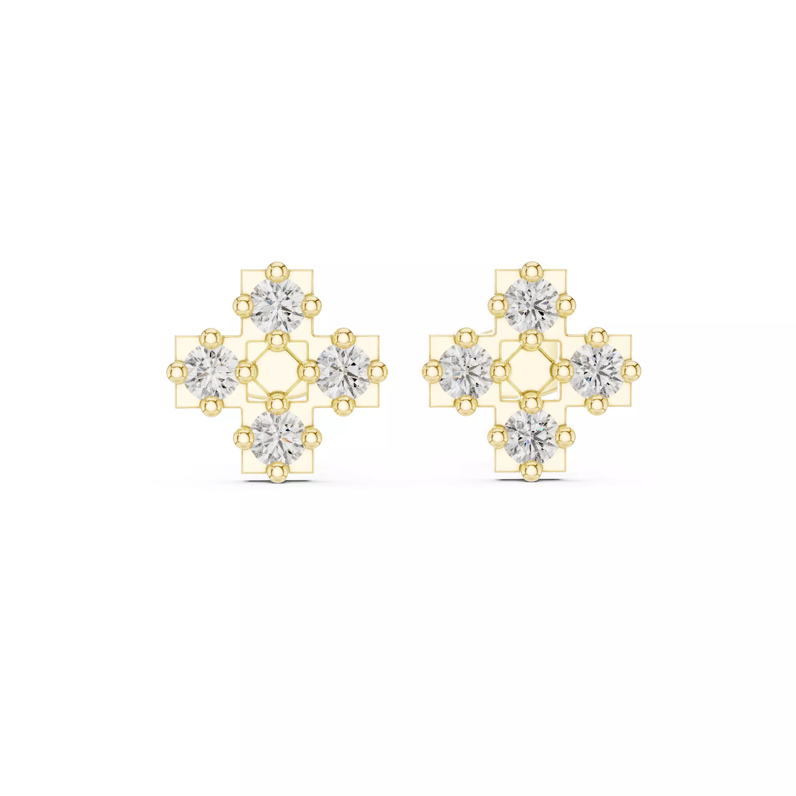 Diamond Studs Earrings 3dm stl renders animation videos details 3D print model_10