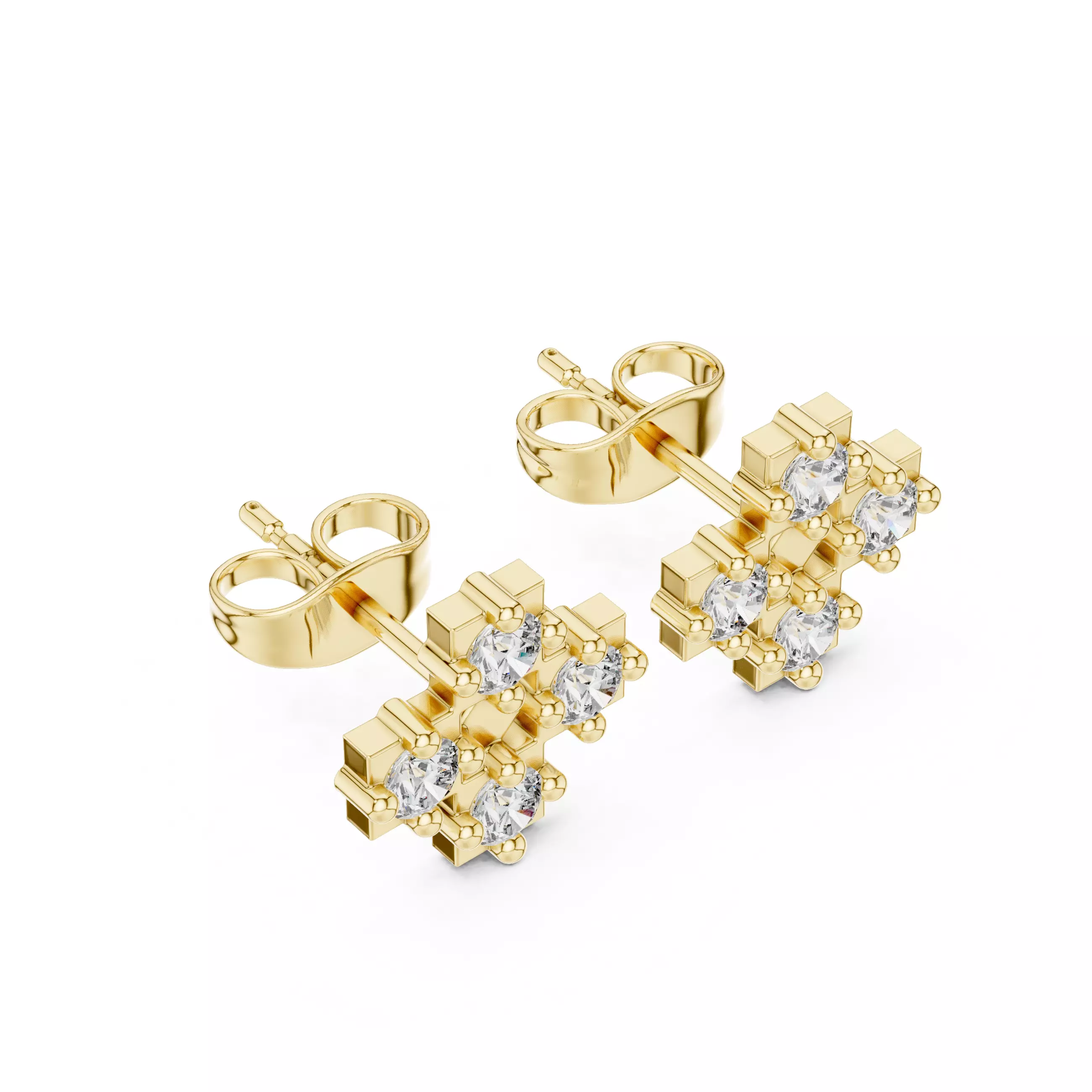 Diamond Studs Earrings 3dm stl renders animation videos details 3D print model_8