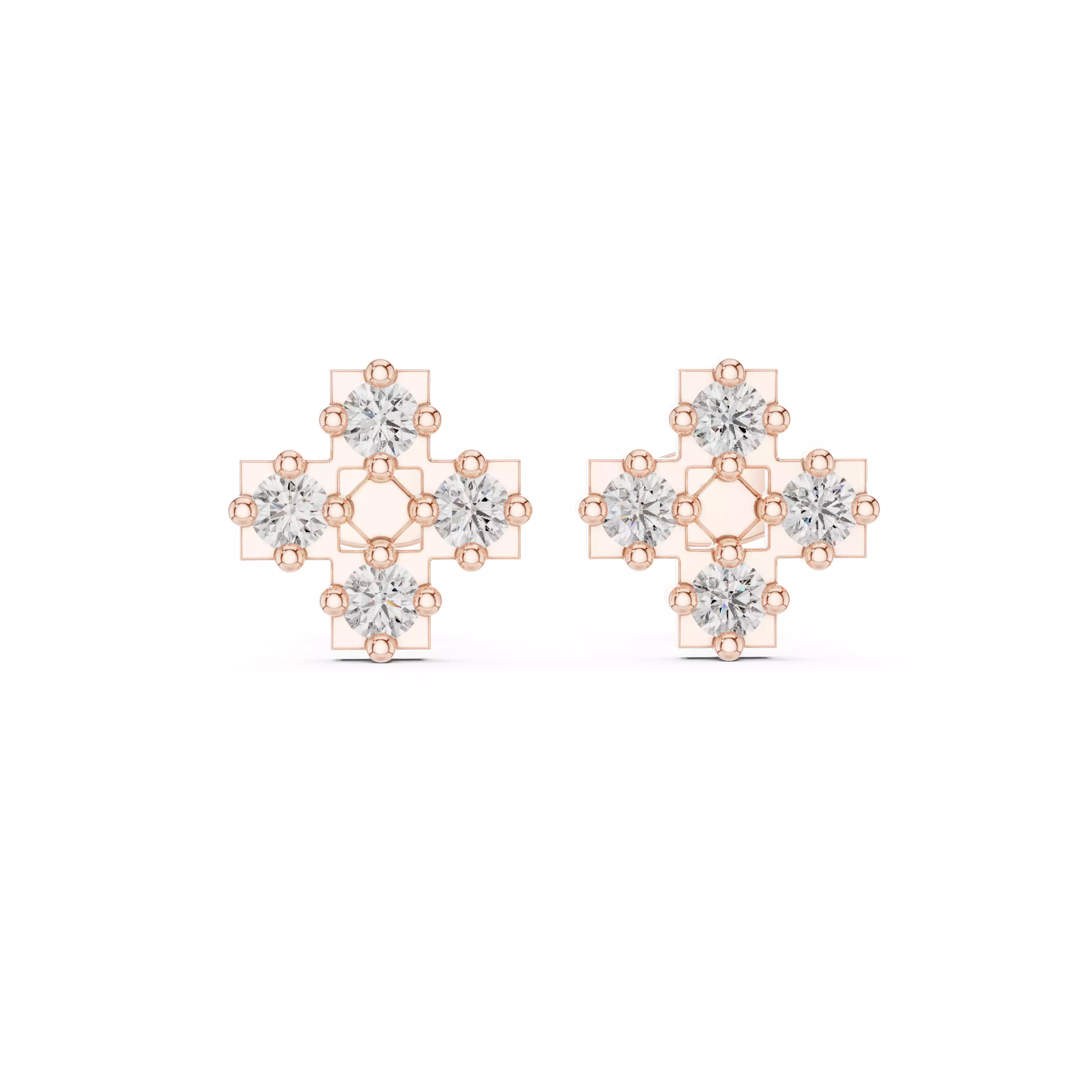 Diamond Studs Earrings 3dm stl renders animation videos details 3D print model_0