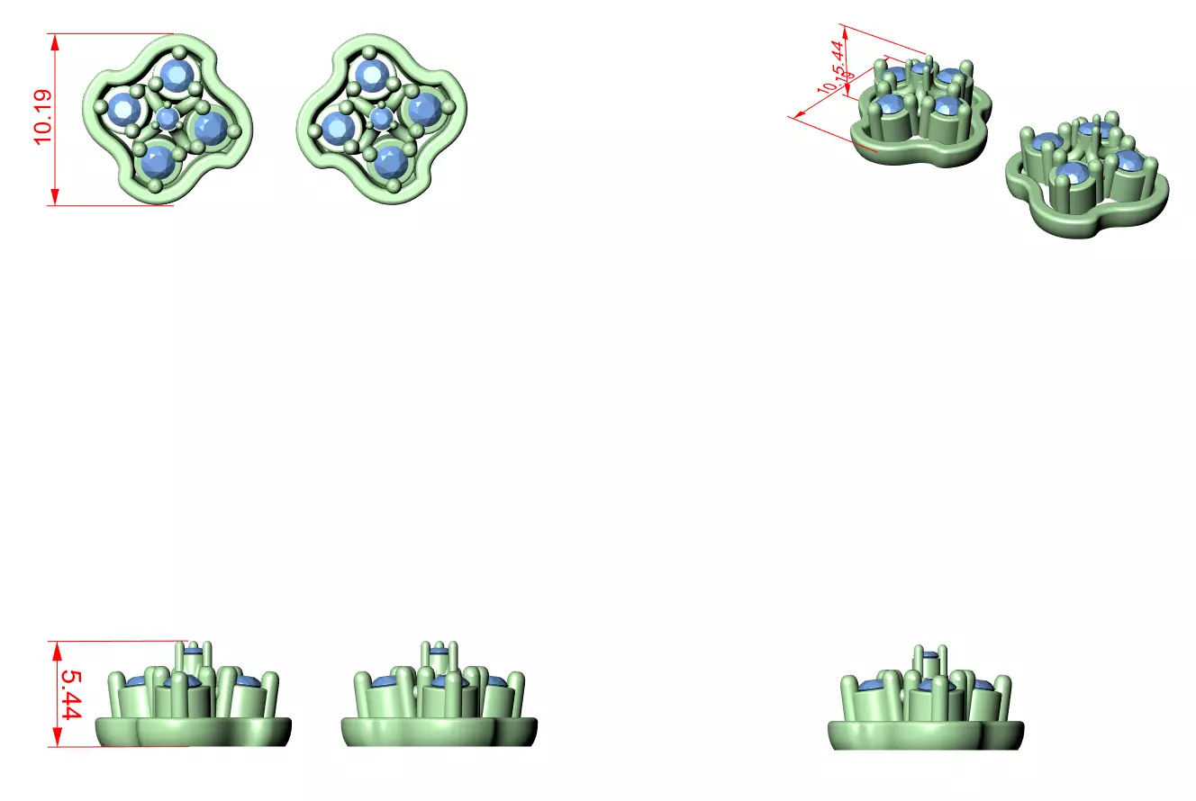 Diamond Studs Earrings 3dm stl renders animation videos details 3D print model_1