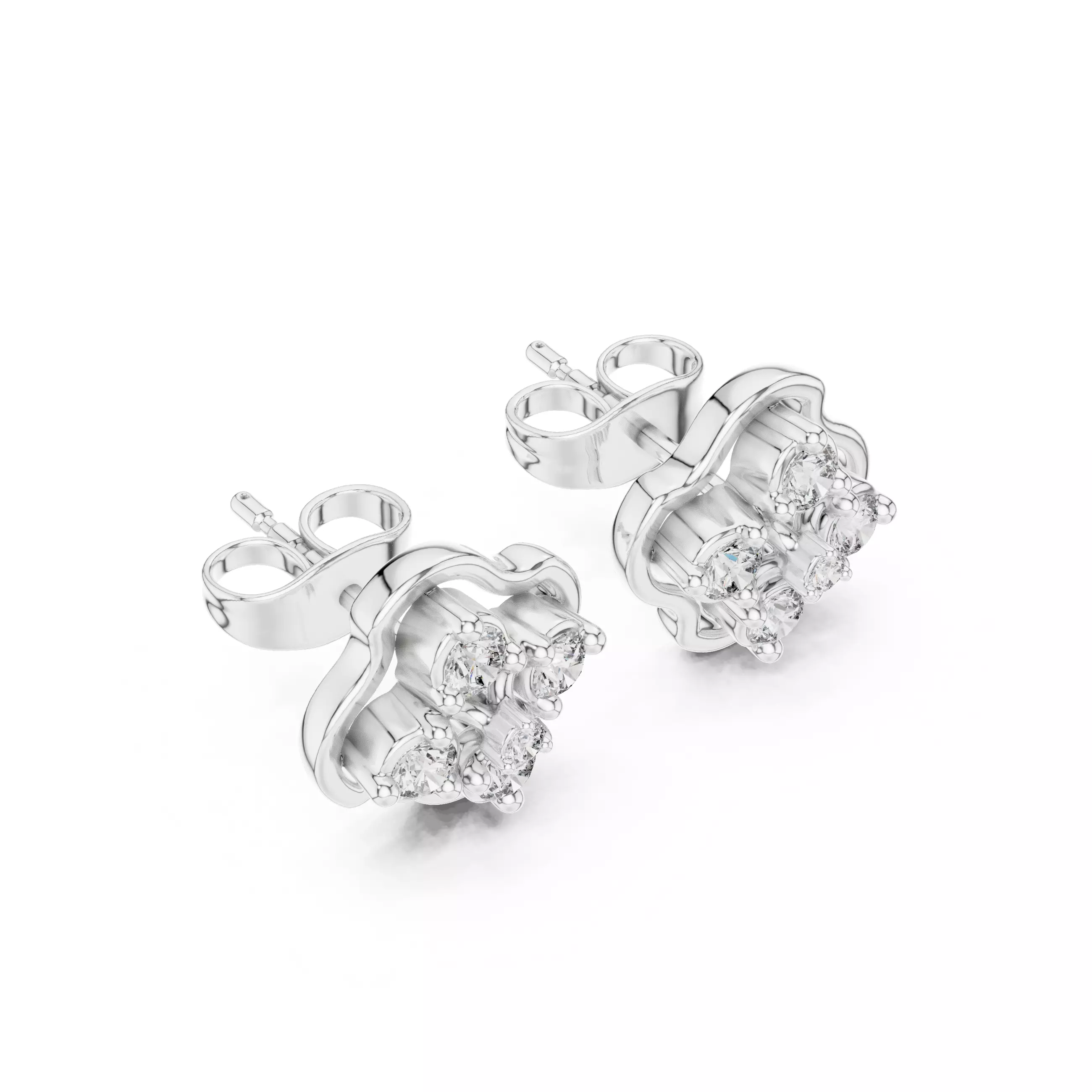 Diamond Studs Earrings 3dm stl renders animation videos details 3D print model_5