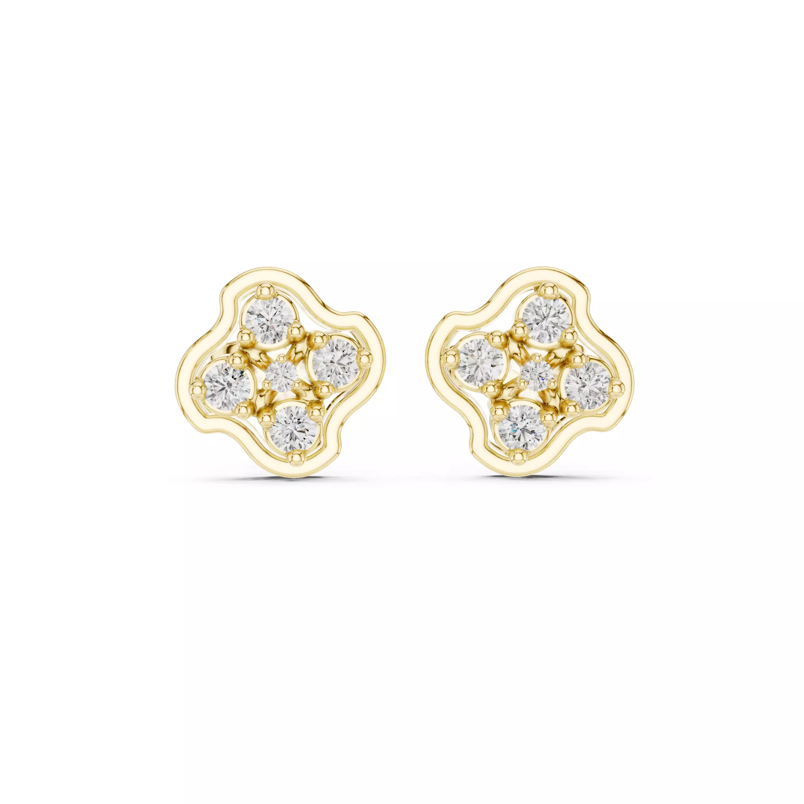 Diamond Studs Earrings 3dm stl renders animation videos details 3D print model_10