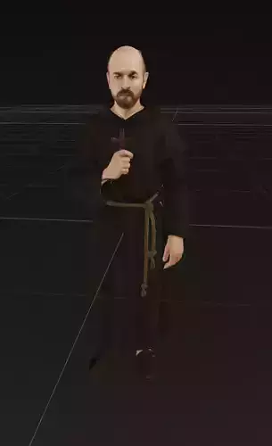 Medieval Monk 3D Model  Full Body OBJ STL GLB 3D model