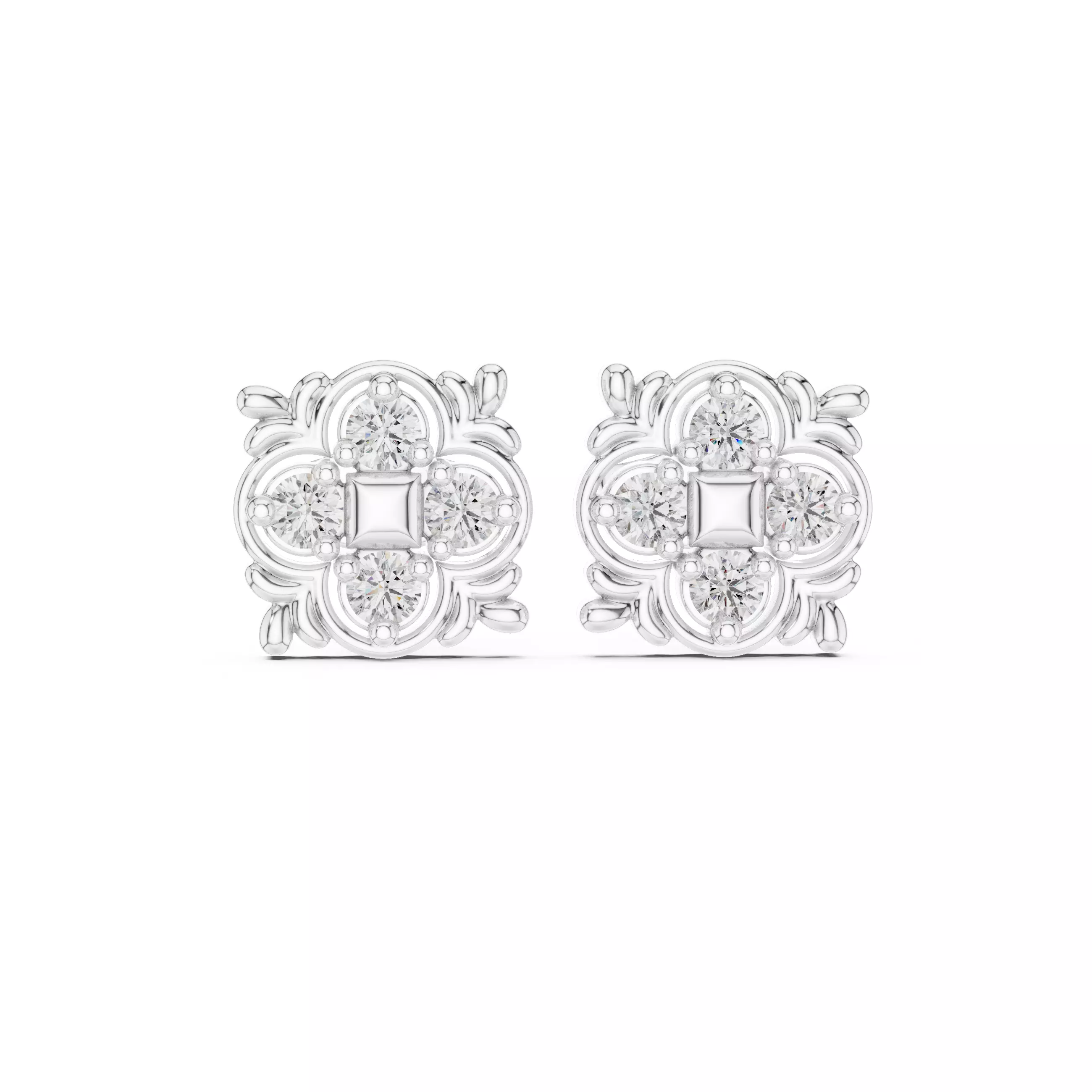 Diamond Studs Earrings 3dm stl renders animation videos details 3D print model_7