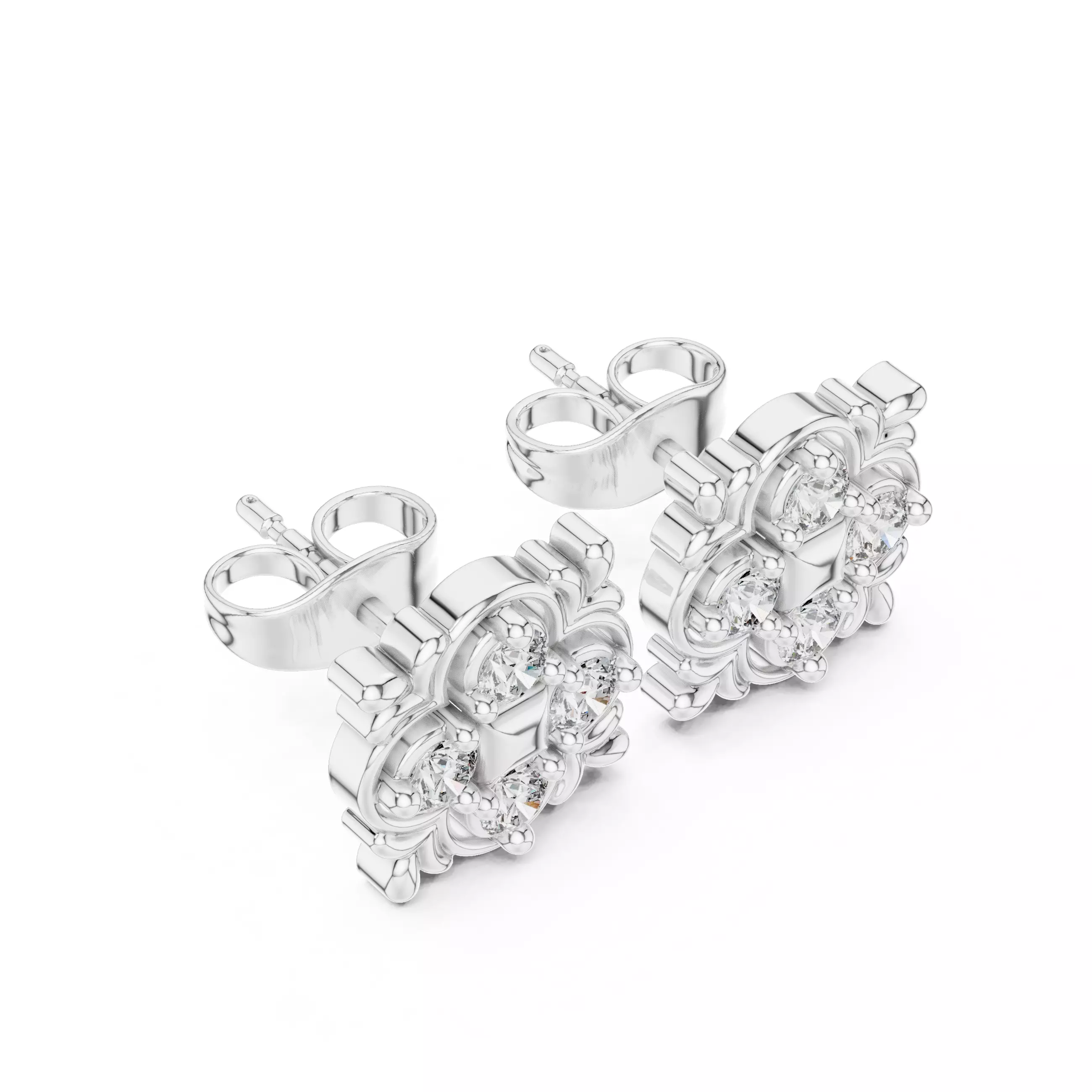 Diamond Studs Earrings 3dm stl renders animation videos details 3D print model_5