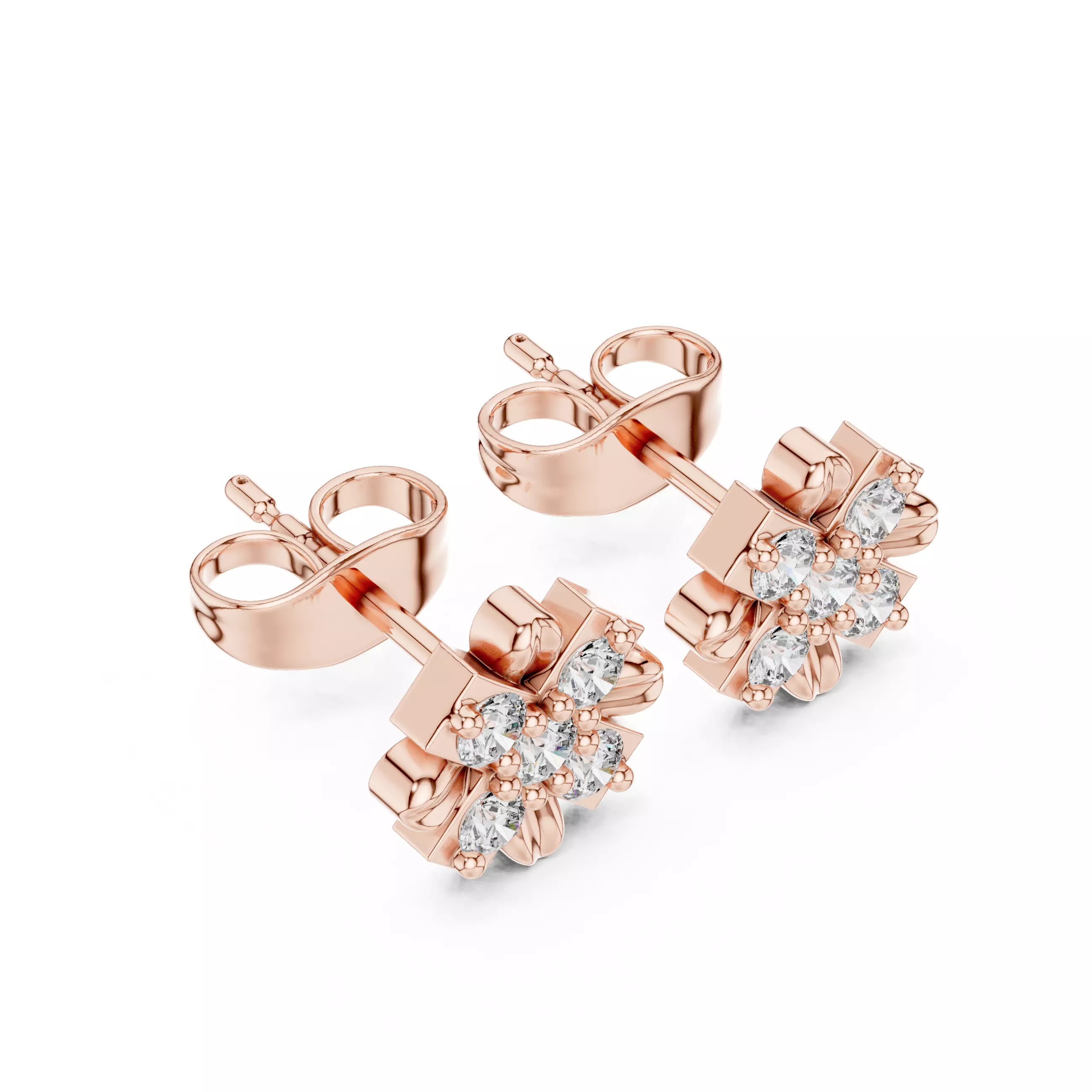 Diamond Studs Earrings 3dm stl renders animation videos details 3D print model_3