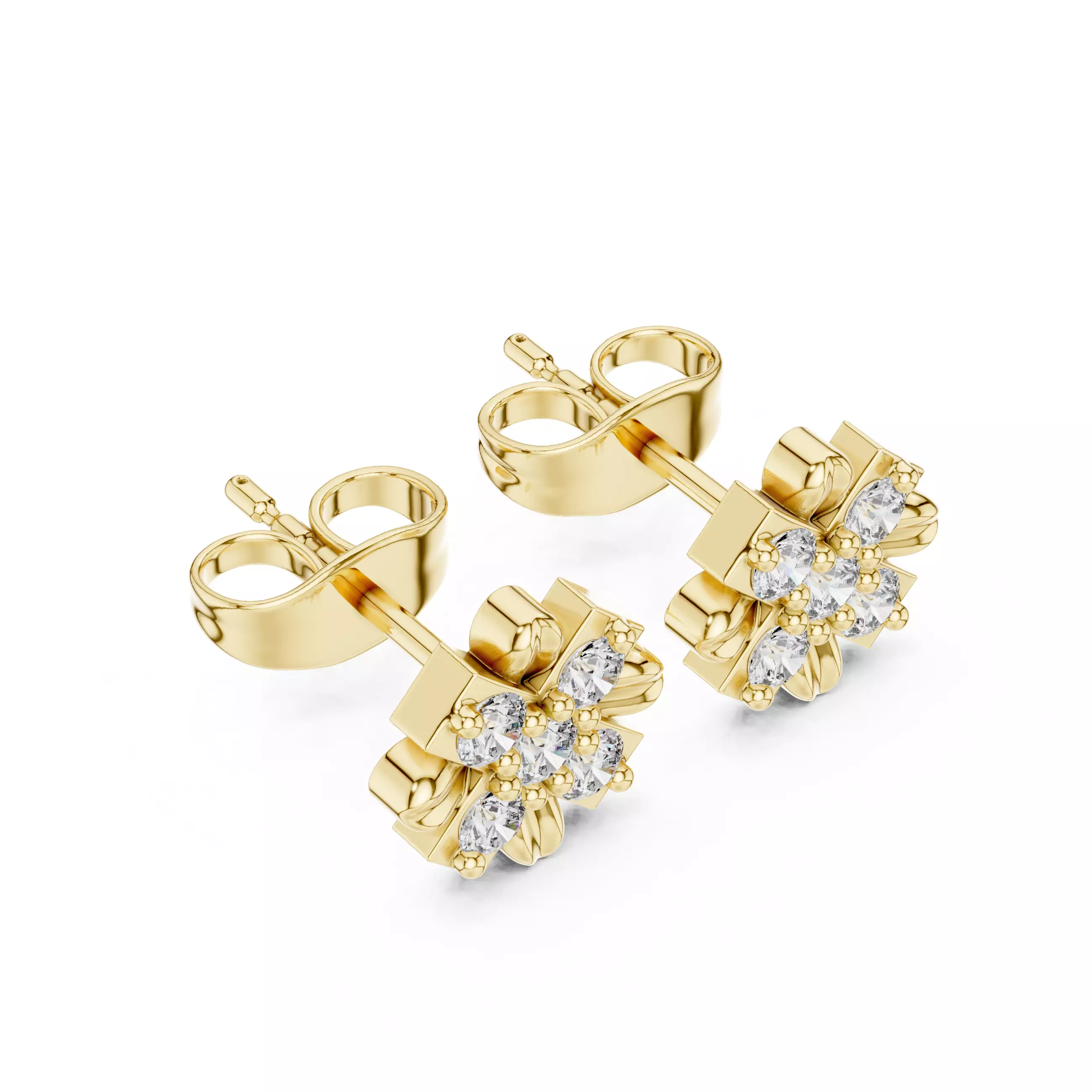 Diamond Studs Earrings 3dm stl renders animation videos details 3D print model_8