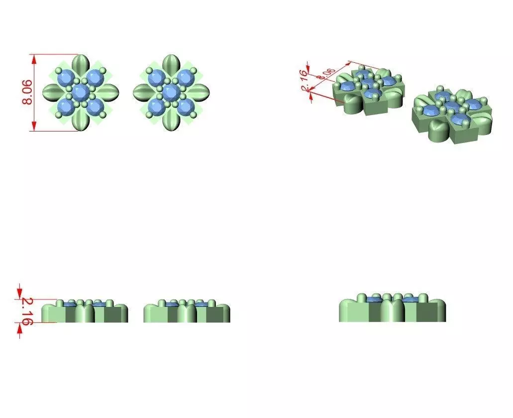 Diamond Studs Earrings 3dm stl renders animation videos details 3D print model_1