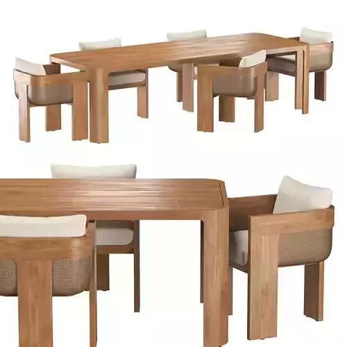 Sedona Teak Rectangular Dining SET 3D model