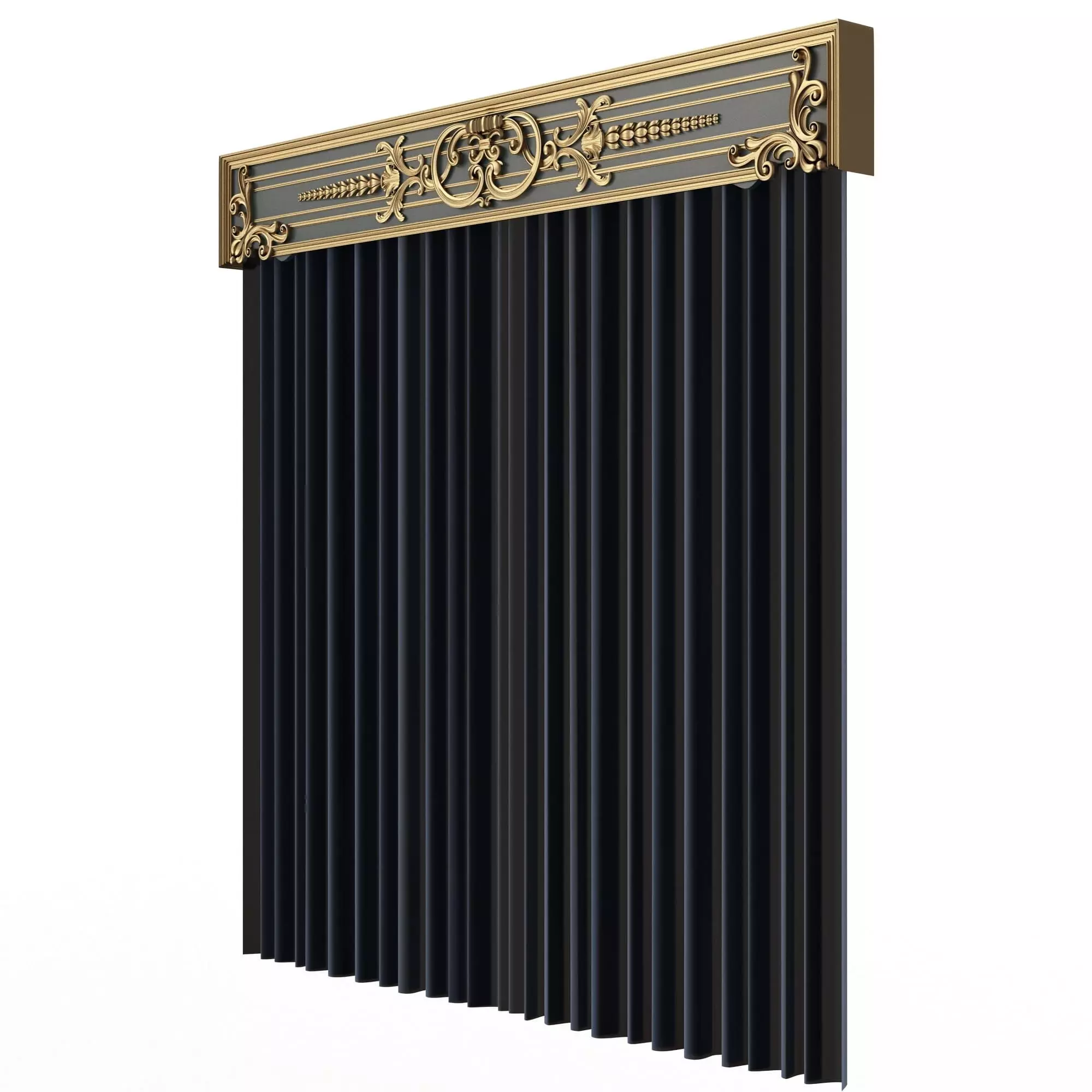 Cornice Classic Curtain 019 Low-poly 3D model_2