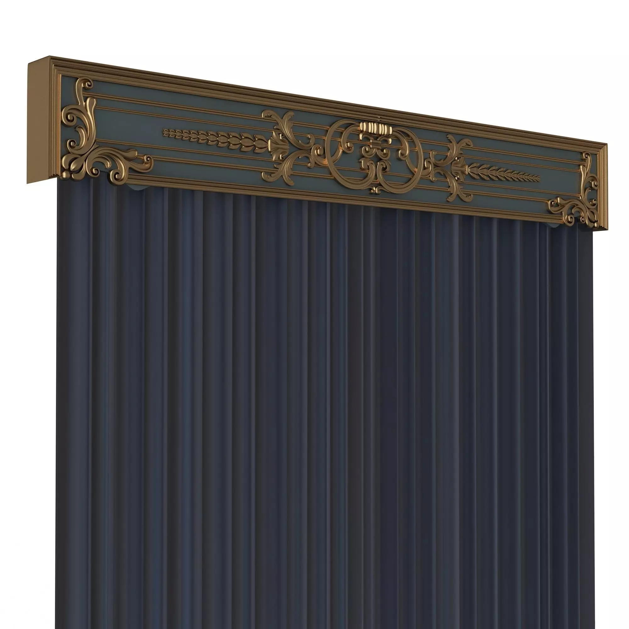 Cornice Classic Curtain 019 Low-poly 3D model_3