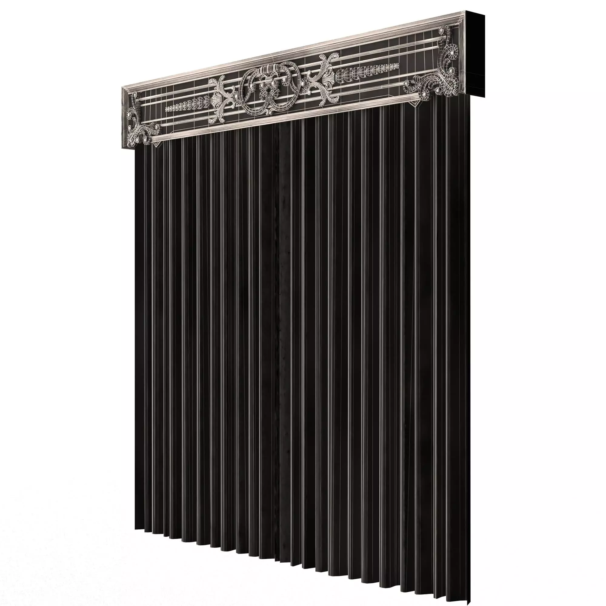 Cornice Classic Curtain 019 Low-poly 3D model_8