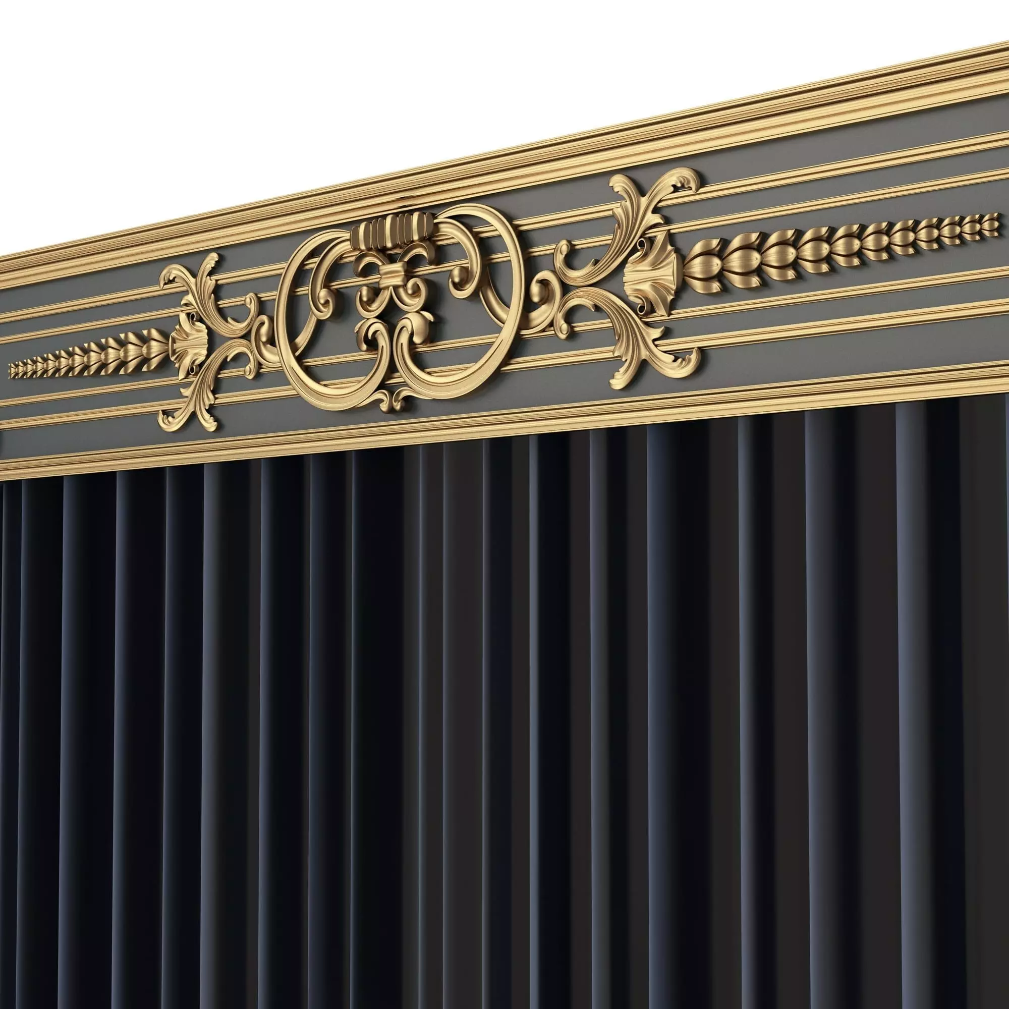 Cornice Classic Curtain 019 Low-poly 3D model_4