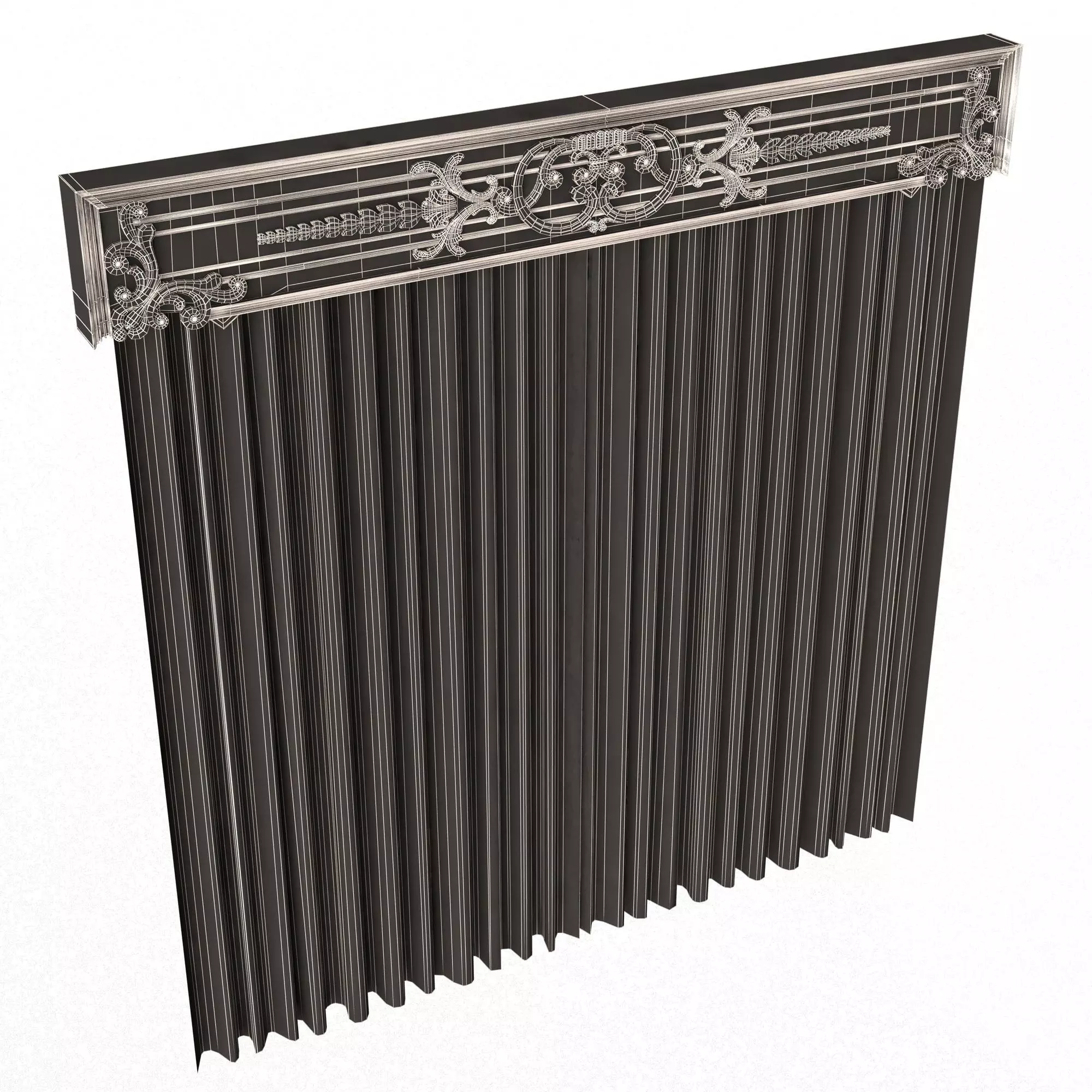 Cornice Classic Curtain 019 Low-poly 3D model_7